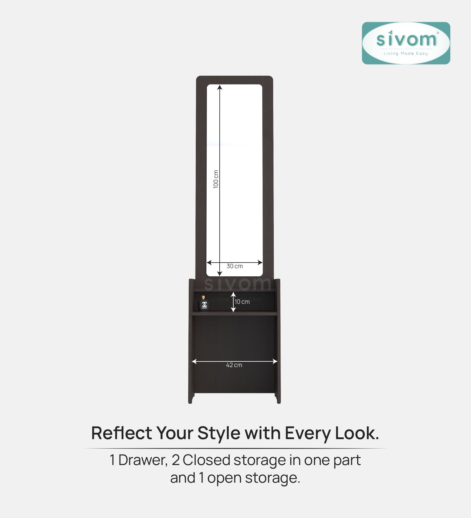 Sivom SIVOM Edwin Dressing Table with Stool Engineered Wood Dressing Table for Modern Homes | Elegant Design & Premium Finish
