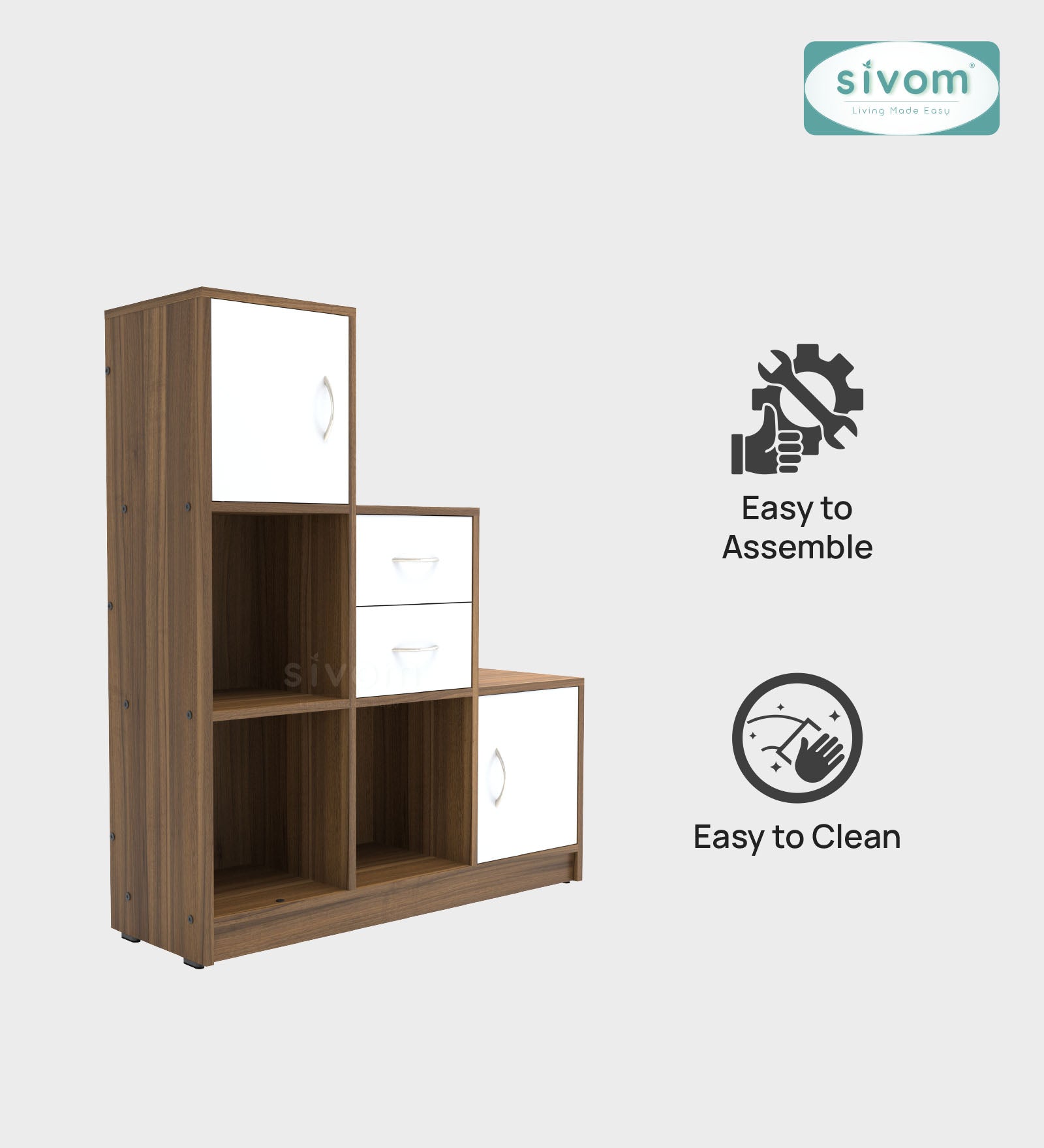 Sivom SIVOM Elegant Multipurpose Storage Unit/ Engineered Wood Free Standing Cabinet for Modern Homes | Elegant Design & Premium Finish