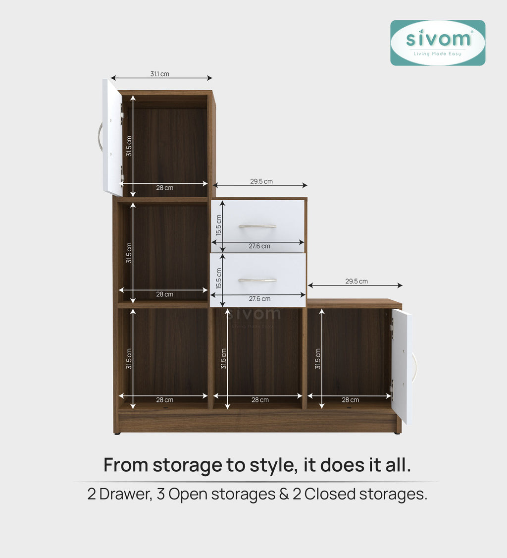 Sivom SIVOM Elegant Multipurpose Storage Unit/ Engineered Wood Free Standing Cabinet for Modern Homes | Elegant Design & Premium Finish