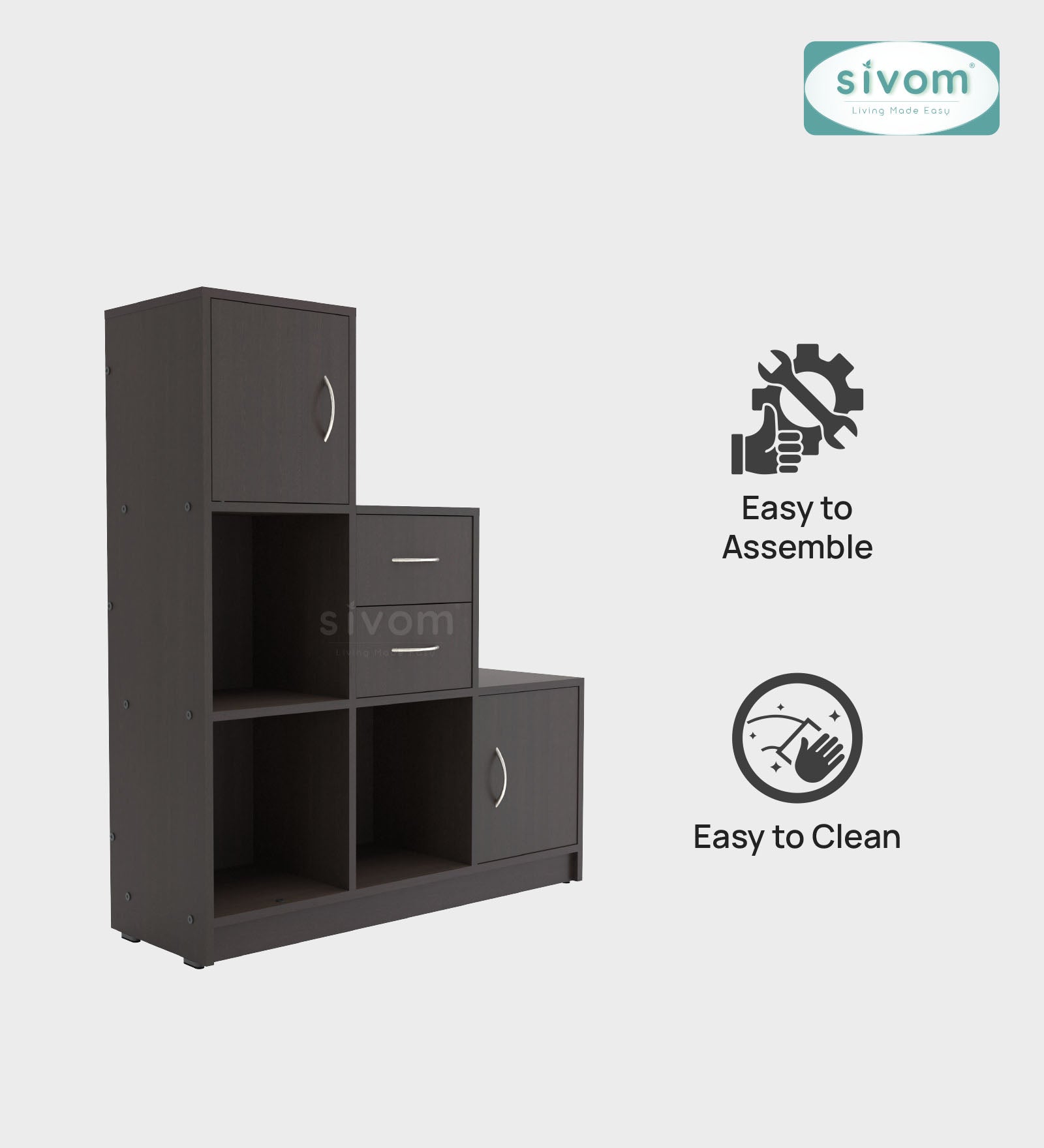 Sivom SIVOM Elegant Multipurpose Storage Unit/ Engineered Wood Free Standing Cabinet for Modern Homes | Elegant Design & Premium Finish