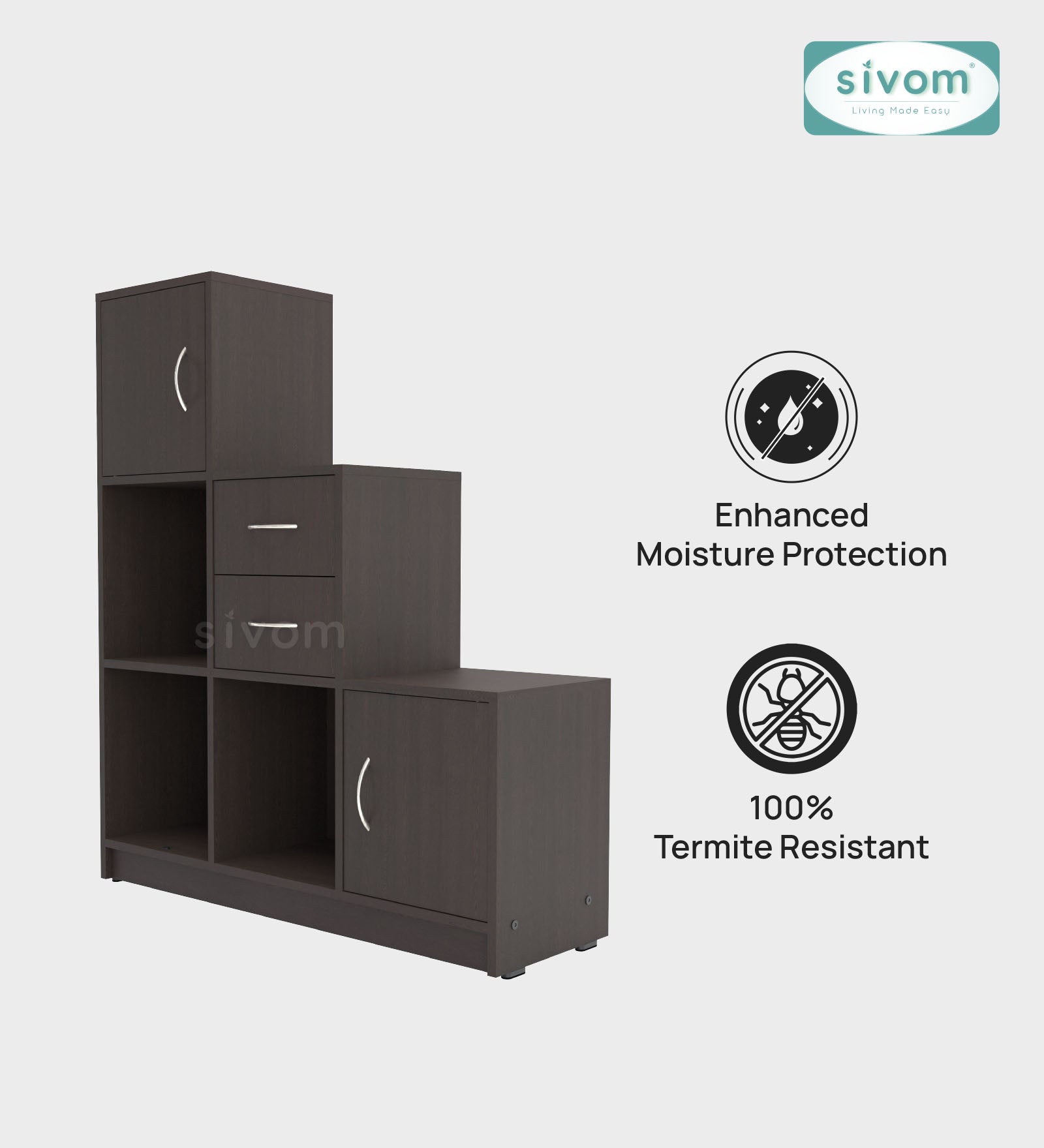 Sivom SIVOM Elegant Multipurpose Storage Unit/ Engineered Wood Free Standing Cabinet for Modern Homes | Elegant Design & Premium Finish