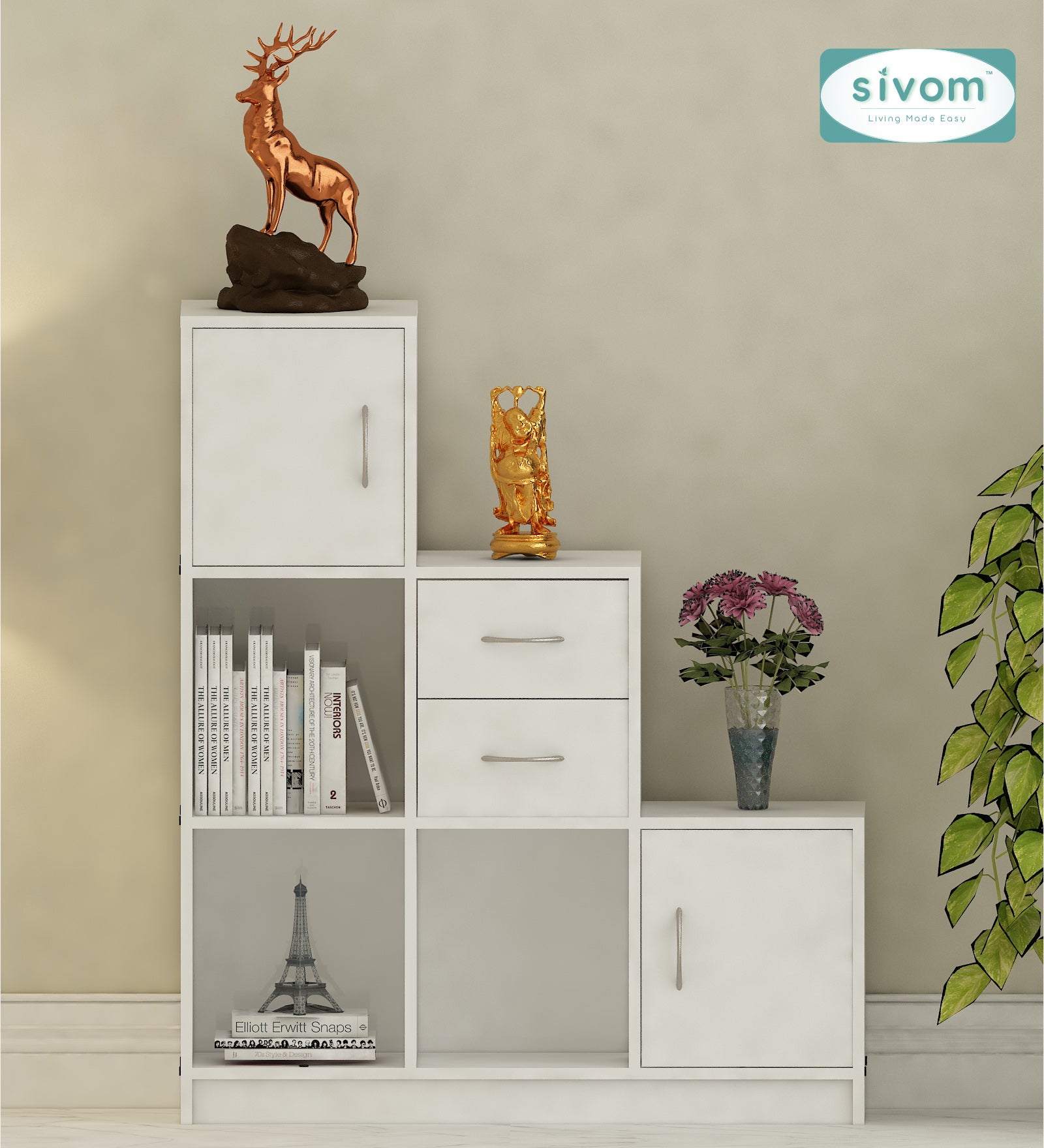 Sivom SIVOM Elegant Multipurpose Storage Unit/ Engineered Wood Free Standing Cabinet for Modern Homes | Elegant Design & Premium Finish