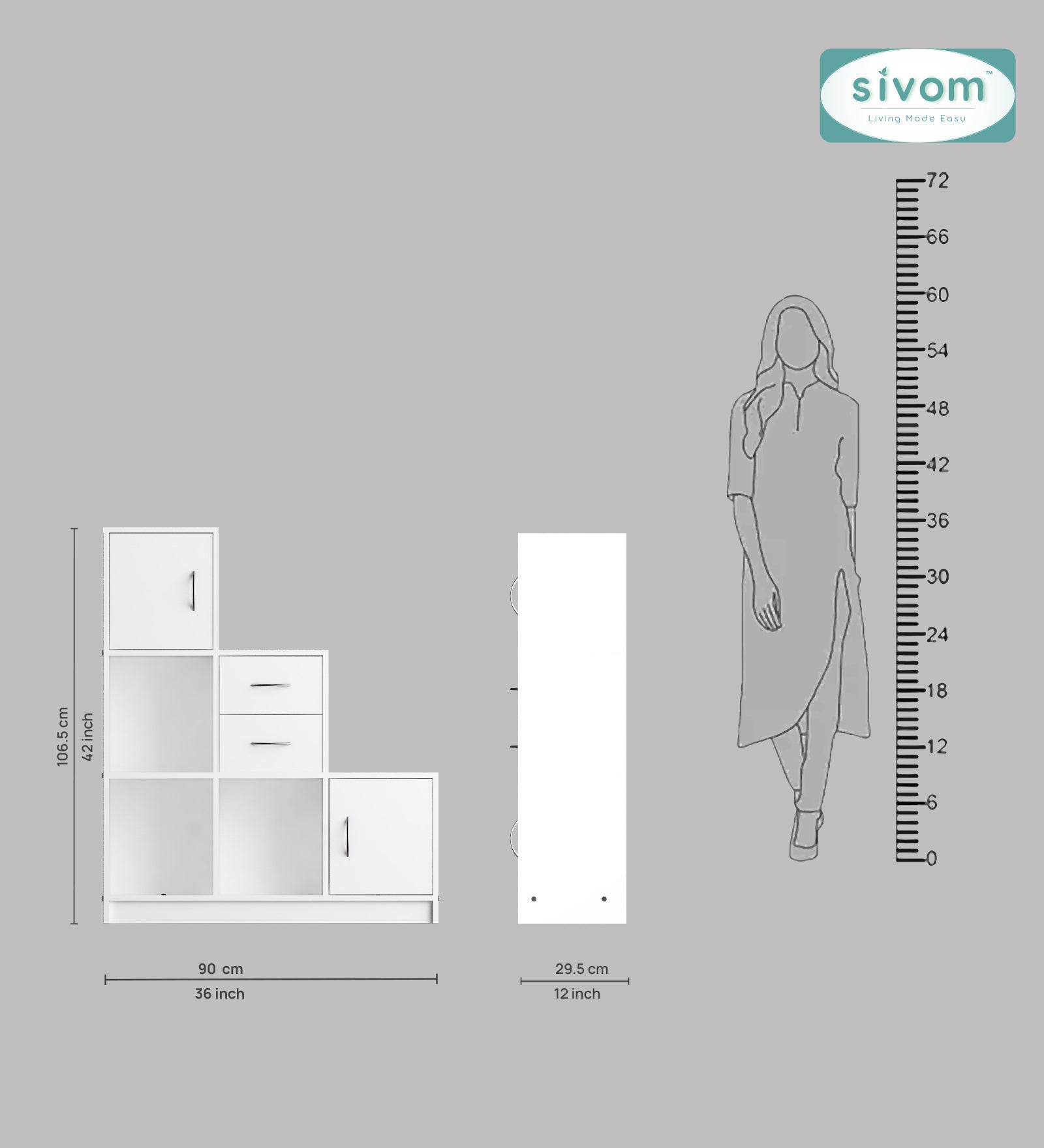 Sivom SIVOM Elegant Multipurpose Storage Unit/ Engineered Wood Free Standing Cabinet for Modern Homes | Elegant Design & Premium Finish