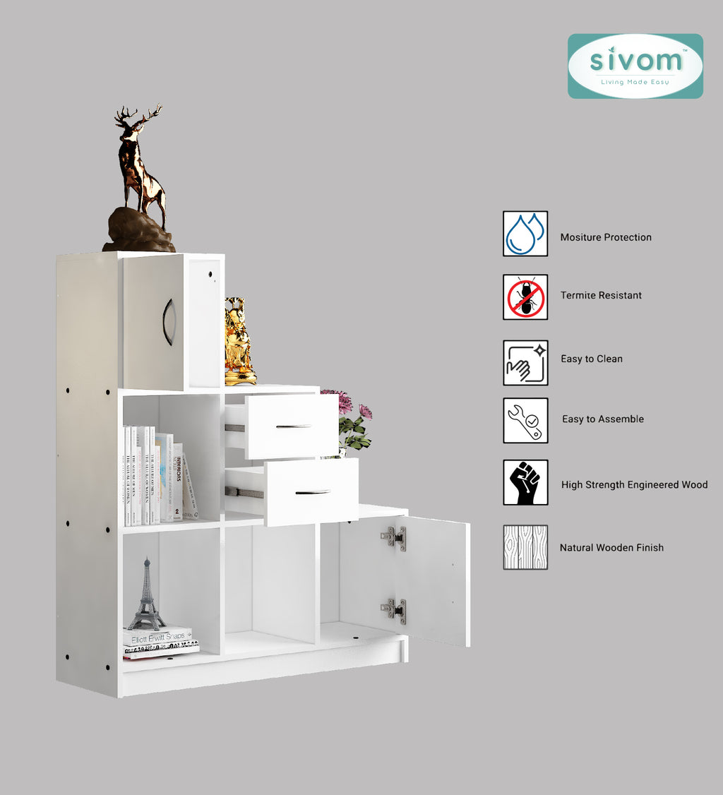 Sivom SIVOM Elegant Multipurpose Storage Unit/ Engineered Wood Free Standing Cabinet for Modern Homes | Elegant Design & Premium Finish