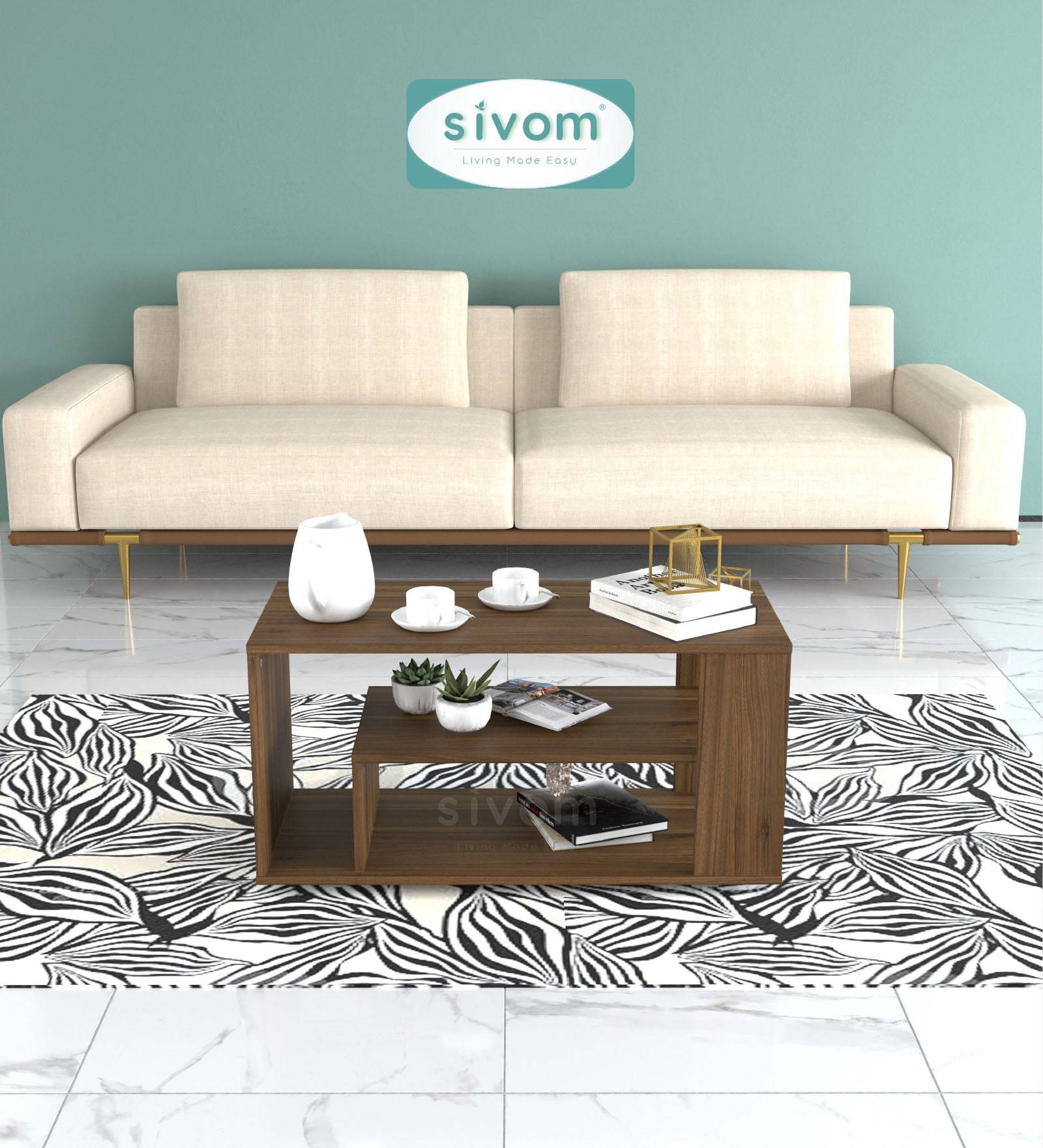 Sivom SIVOM Eleza Multipurpose Centre Table / Engineered Wood Coffee Table for Modern Homes | Elegant Design & Premium Finish