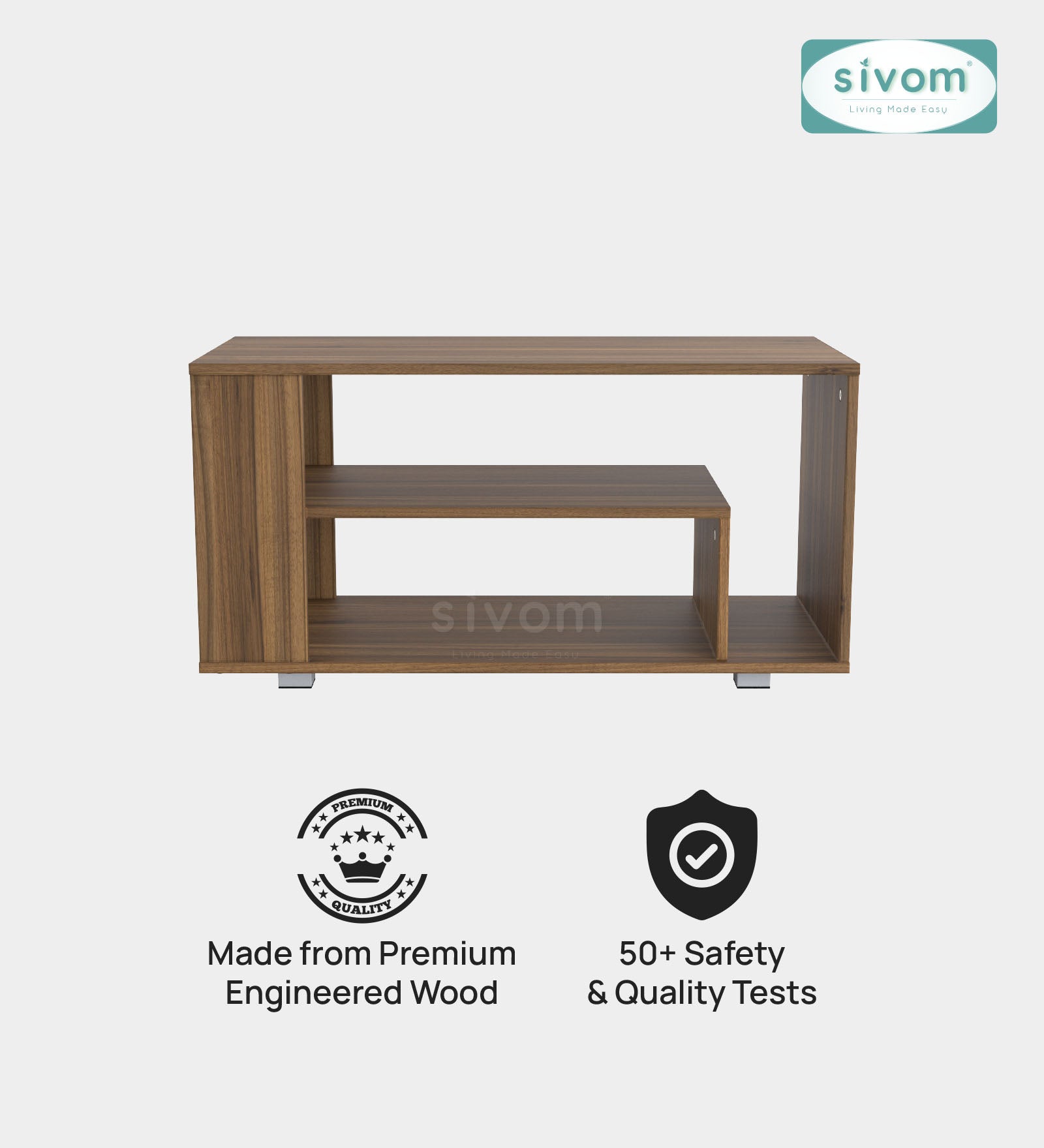 Sivom SIVOM Eleza Multipurpose Centre Table / Engineered Wood Coffee Table for Modern Homes | Elegant Design & Premium Finish