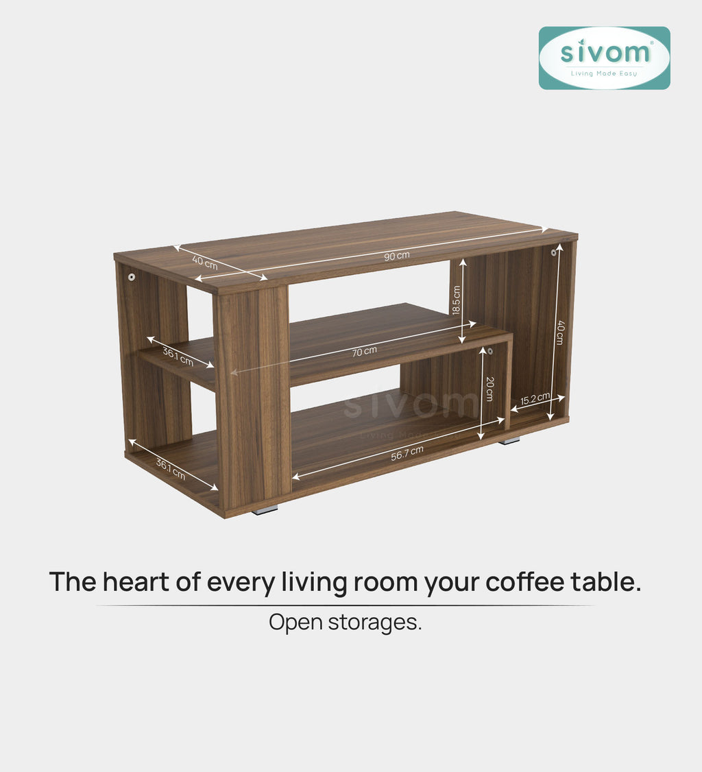Sivom SIVOM Eleza Multipurpose Centre Table / Engineered Wood Coffee Table for Modern Homes | Elegant Design & Premium Finish