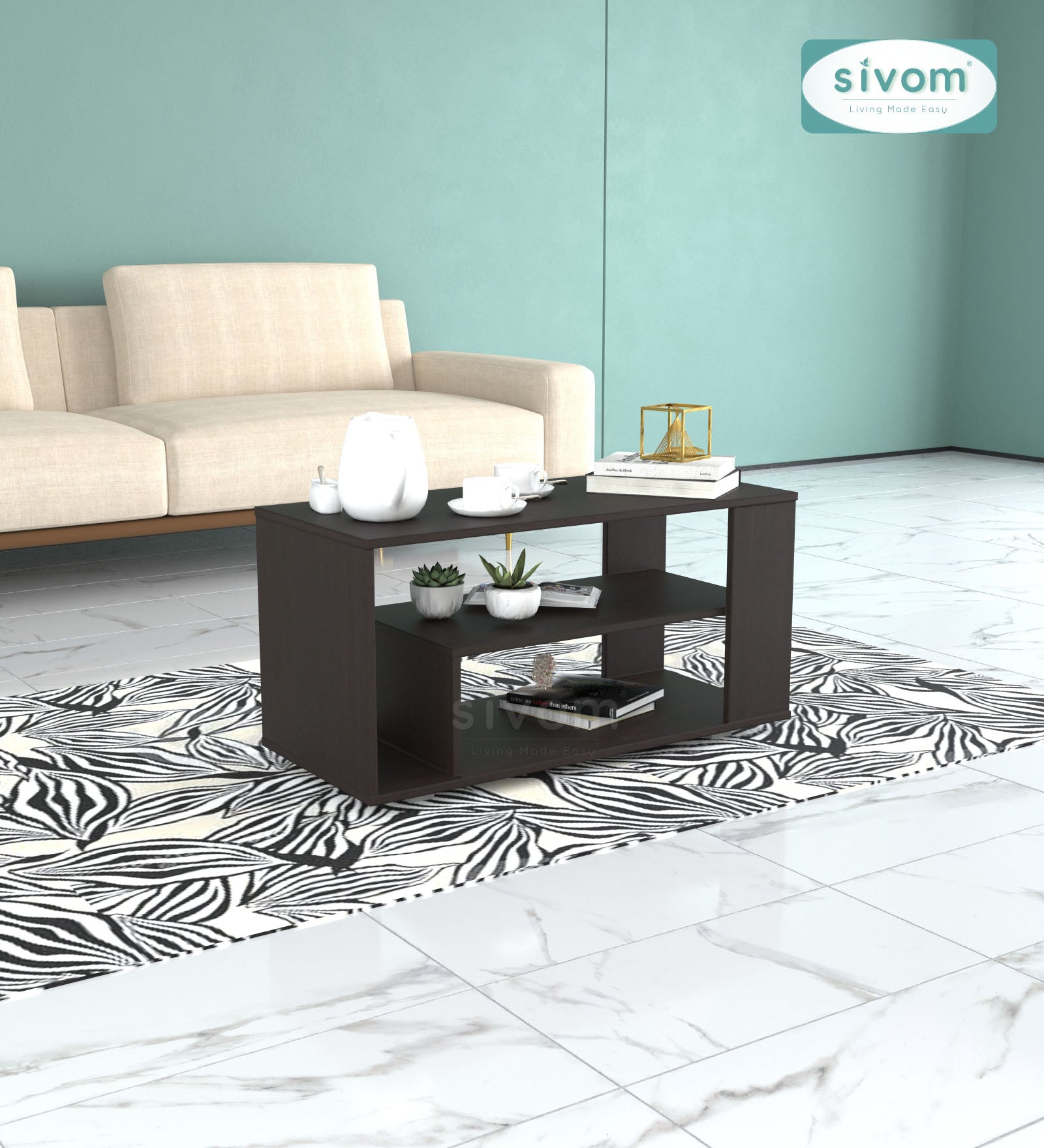 Sivom SIVOM Eleza Multipurpose Centre Table / Engineered Wood Coffee Table for Modern Homes | Elegant Design & Premium Finish