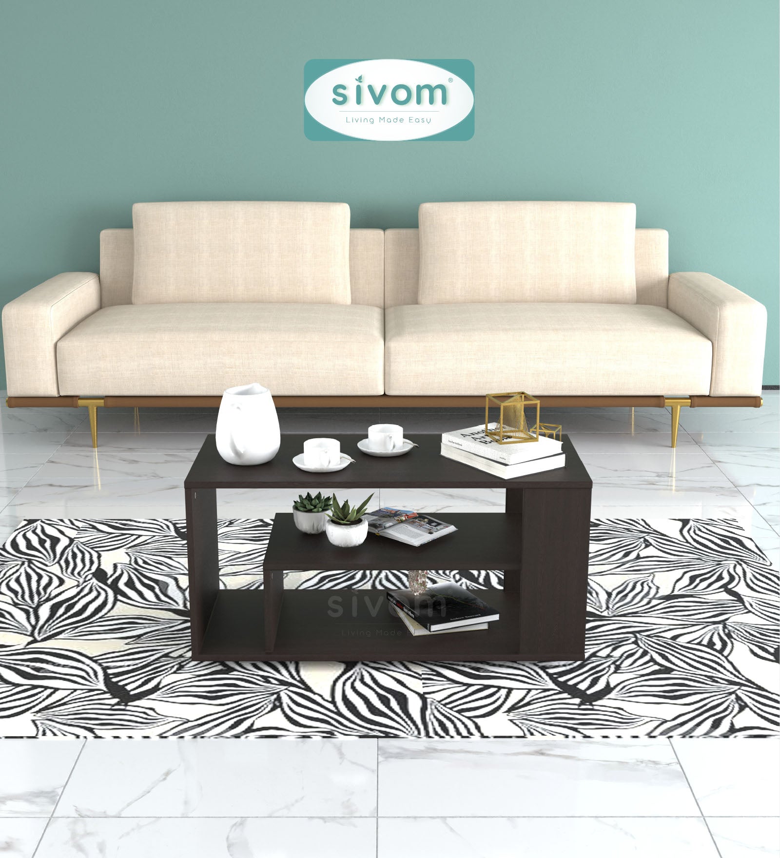 Sivom SIVOM Eleza Multipurpose Centre Table / Engineered Wood Coffee Table for Modern Homes | Elegant Design & Premium Finish