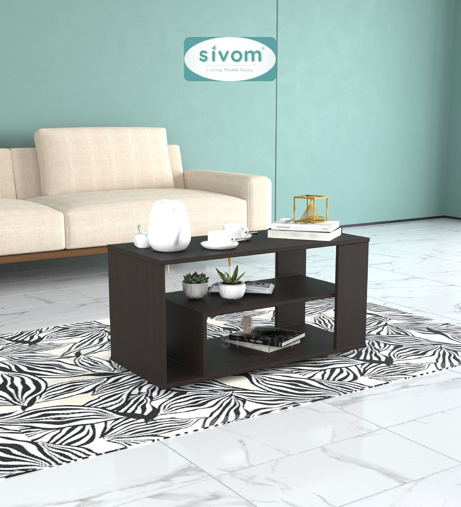 Sivom SIVOM Eleza Multipurpose Centre Table / Engineered Wood Coffee Table for Modern Homes | Elegant Design & Premium Finish