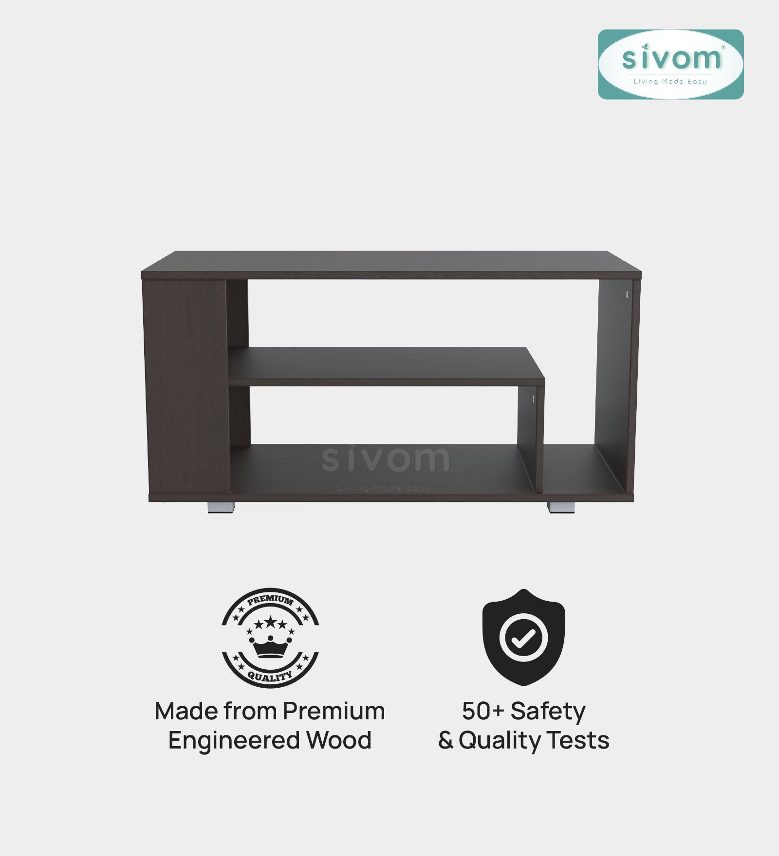 Sivom SIVOM Eleza Multipurpose Centre Table / Engineered Wood Coffee Table for Modern Homes | Elegant Design & Premium Finish