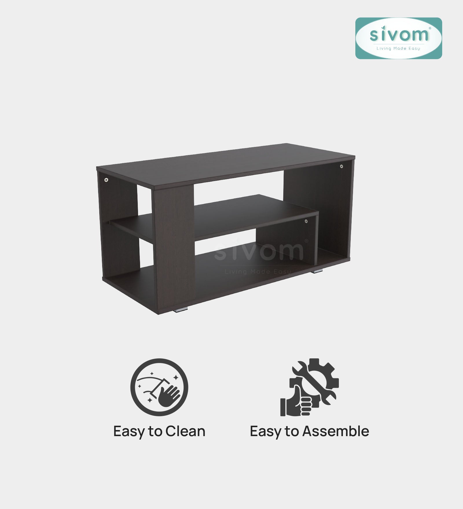 Sivom SIVOM Eleza Multipurpose Centre Table / Engineered Wood Coffee Table for Modern Homes | Elegant Design & Premium Finish