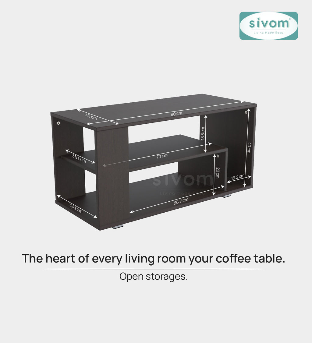Sivom SIVOM Eleza Multipurpose Centre Table / Engineered Wood Coffee Table for Modern Homes | Elegant Design & Premium Finish