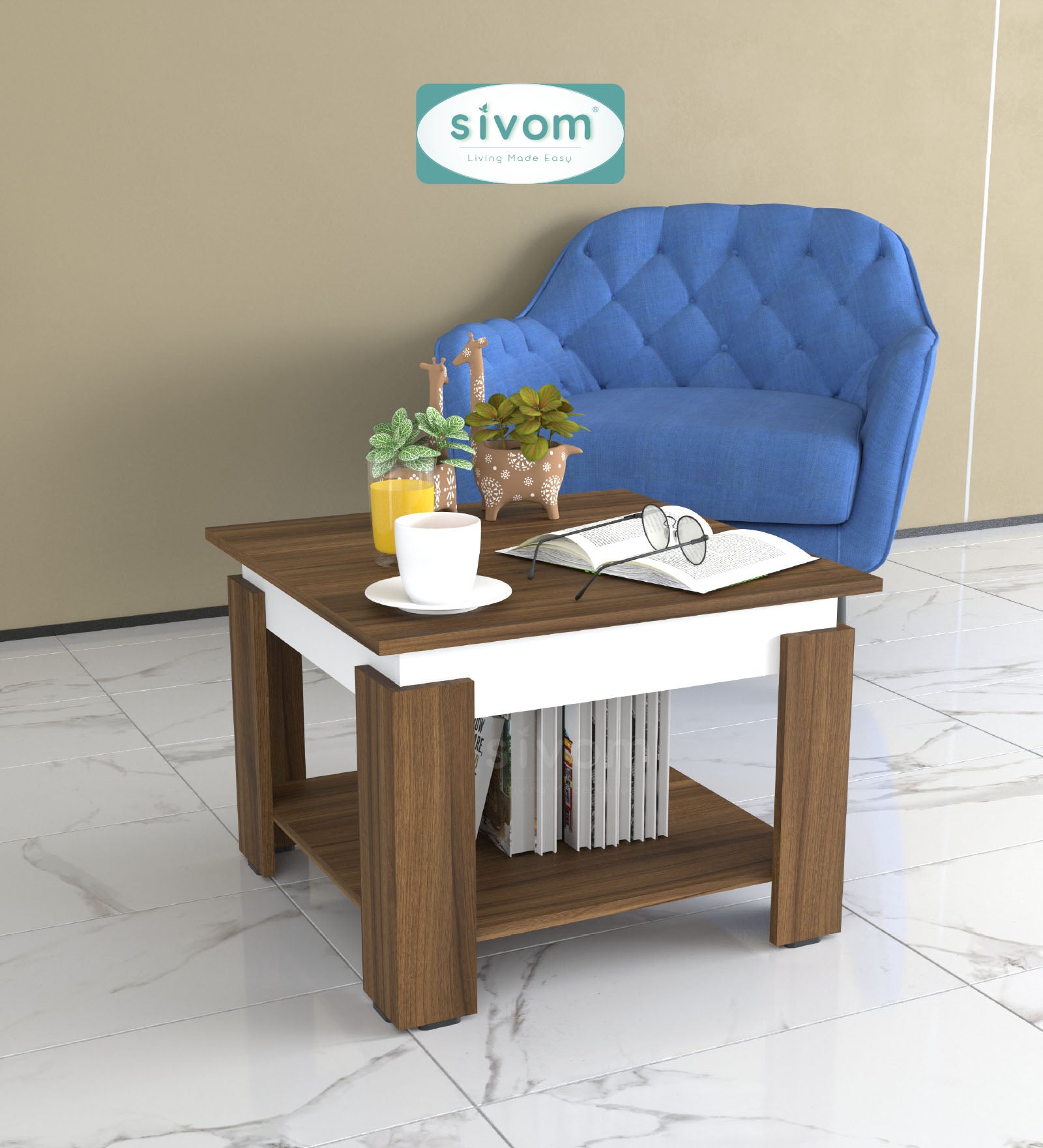 Sivom SIVOM Elon Multipurpose Centre Table / Engineered Wood Coffee Table for Modern Homes | Elegant Design & Premium Finish