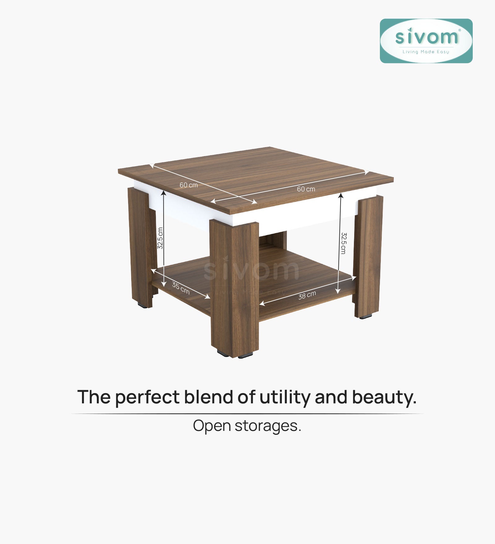 Sivom SIVOM Elon Multipurpose Centre Table / Engineered Wood Coffee Table for Modern Homes | Elegant Design & Premium Finish