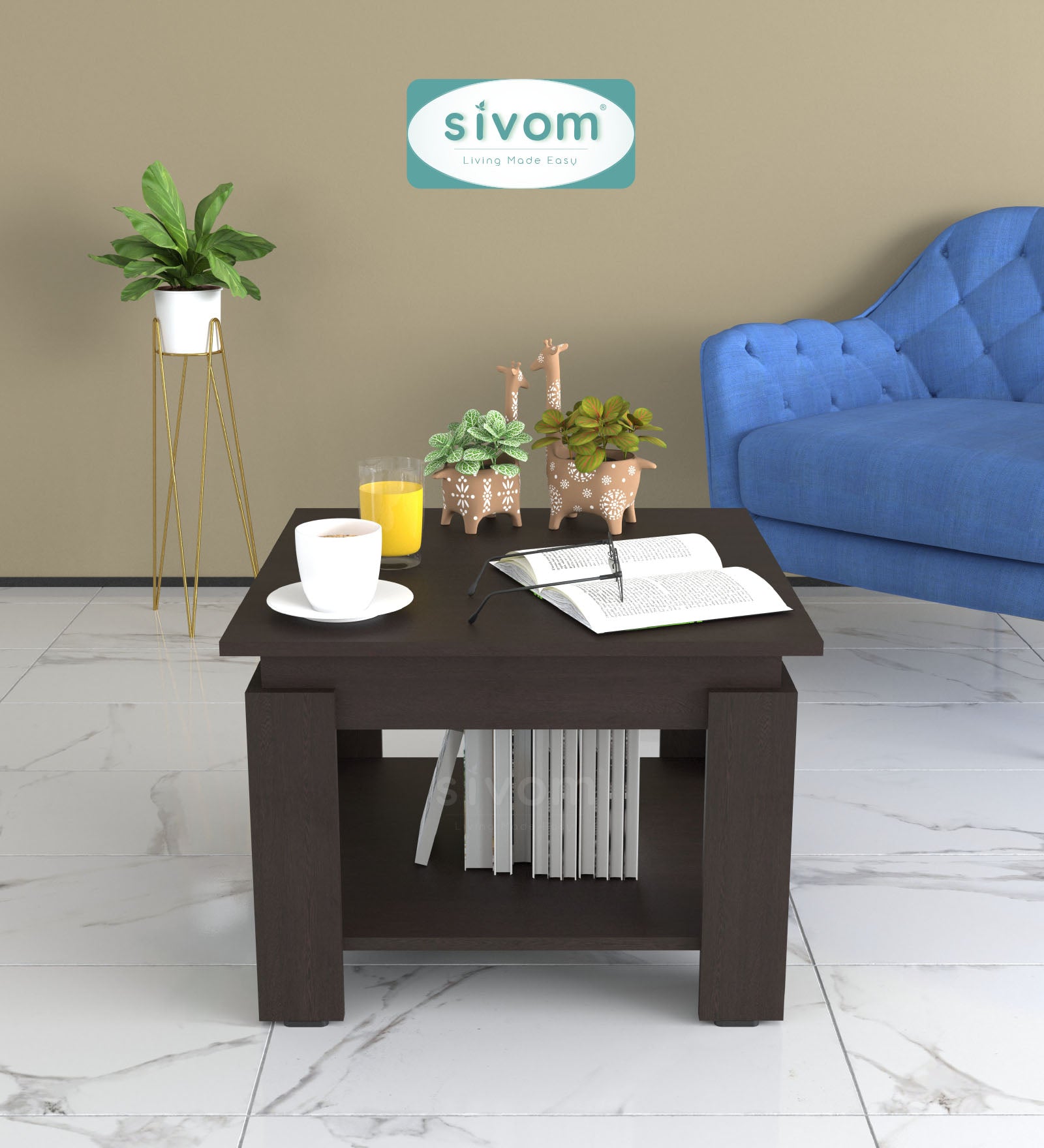 Sivom SIVOM Elon Multipurpose Centre Table / Engineered Wood Coffee Table for Modern Homes | Elegant Design & Premium Finish