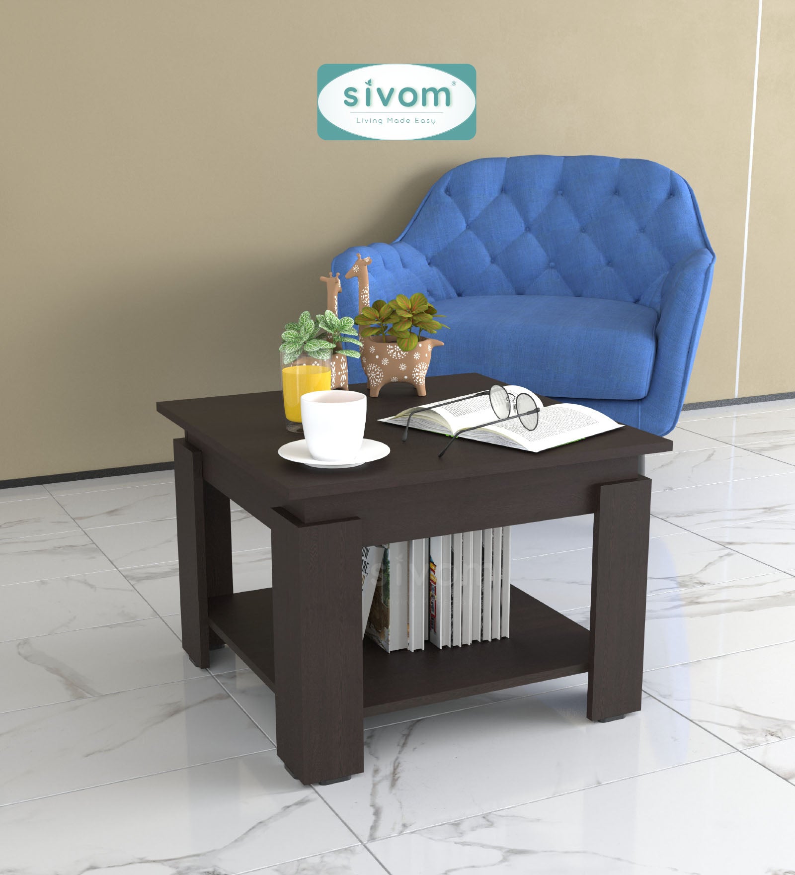 Sivom SIVOM Elon Multipurpose Centre Table / Engineered Wood Coffee Table for Modern Homes | Elegant Design & Premium Finish