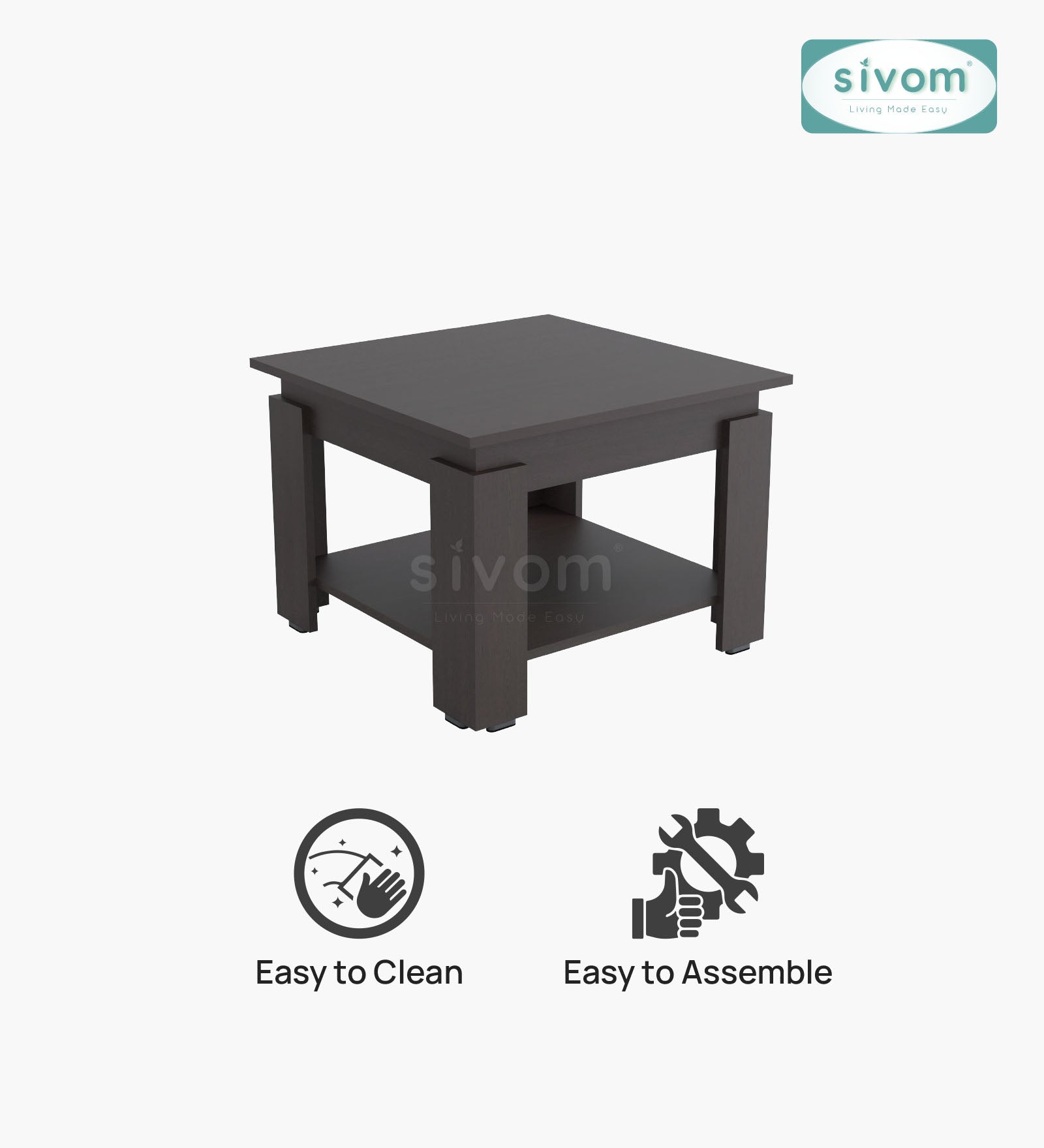 Sivom SIVOM Elon Multipurpose Centre Table / Engineered Wood Coffee Table for Modern Homes | Elegant Design & Premium Finish