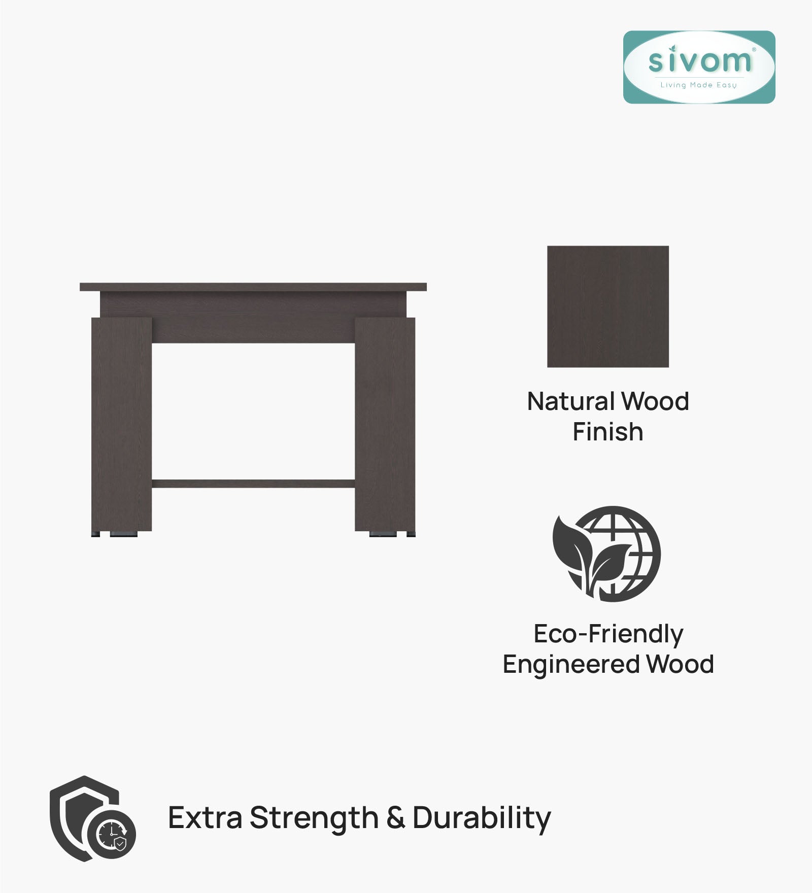 Sivom SIVOM Elon Multipurpose Centre Table / Engineered Wood Coffee Table for Modern Homes | Elegant Design & Premium Finish