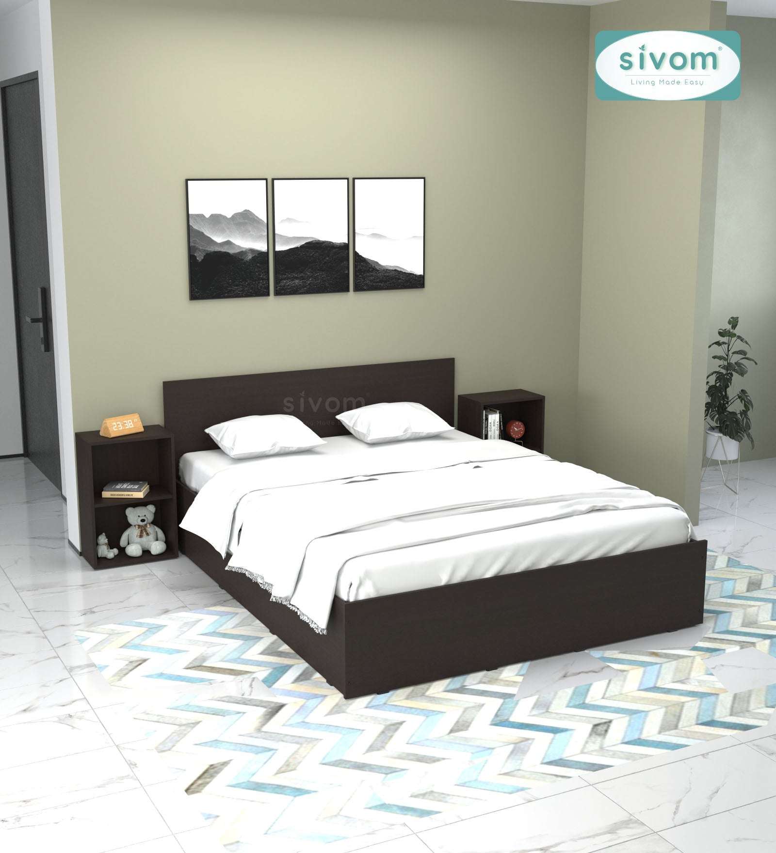 Sivom furniture SIVOM Estora Bed with Storage Engineered Wood Queen Bed Engineered Wood Queen Bed (Delivery Condition - Knock Down)