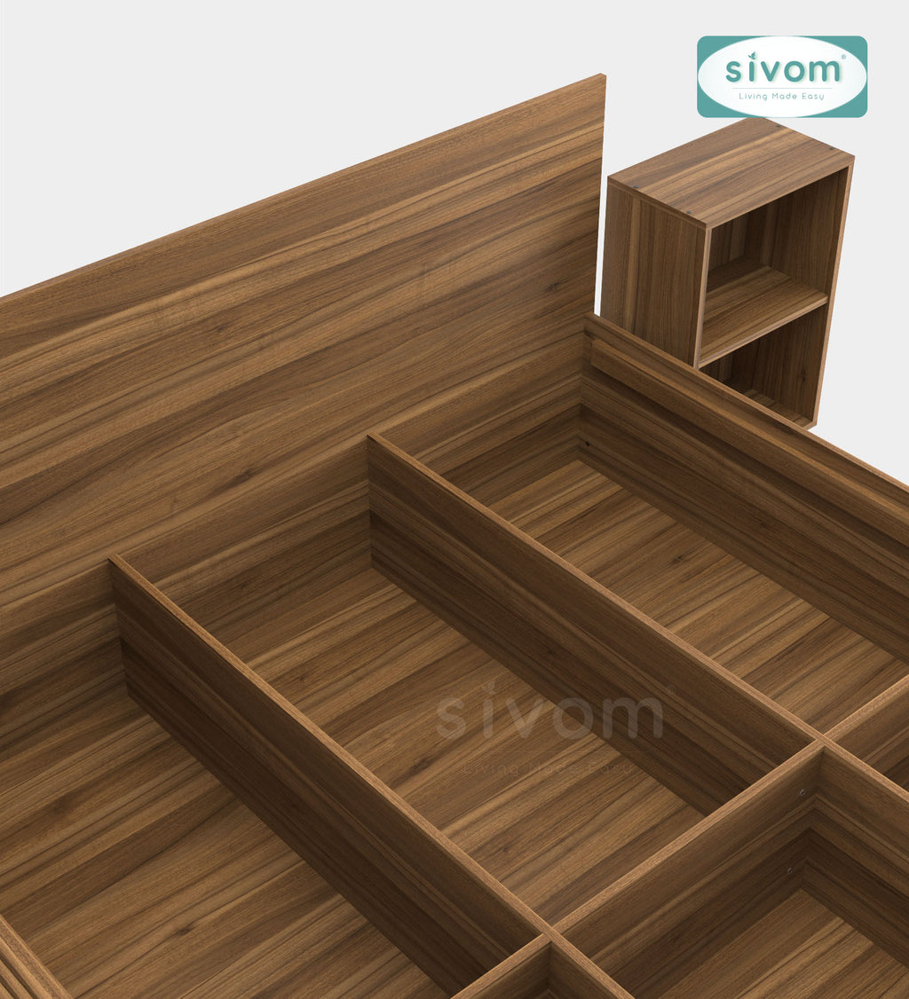 Sivom furniture SIVOM Estora Bed with Storage Engineered Wood Queen Bed Engineered Wood Queen Bed (Delivery Condition - Knock Down)