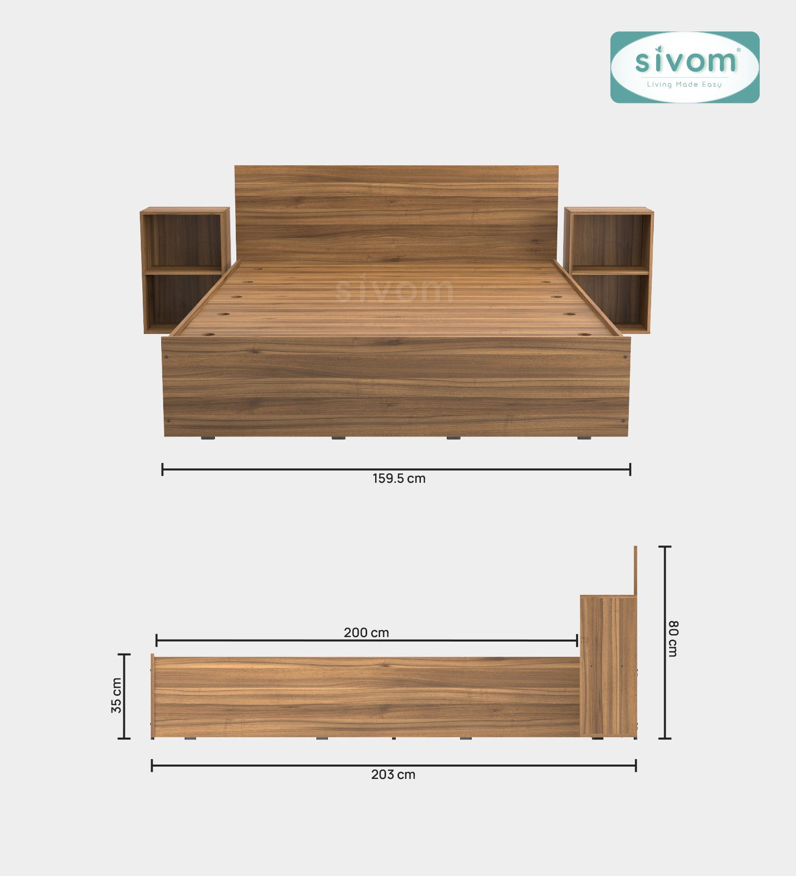 Sivom furniture SIVOM Estora Bed with Storage Engineered Wood Queen Bed Engineered Wood Queen Bed (Delivery Condition - Knock Down)
