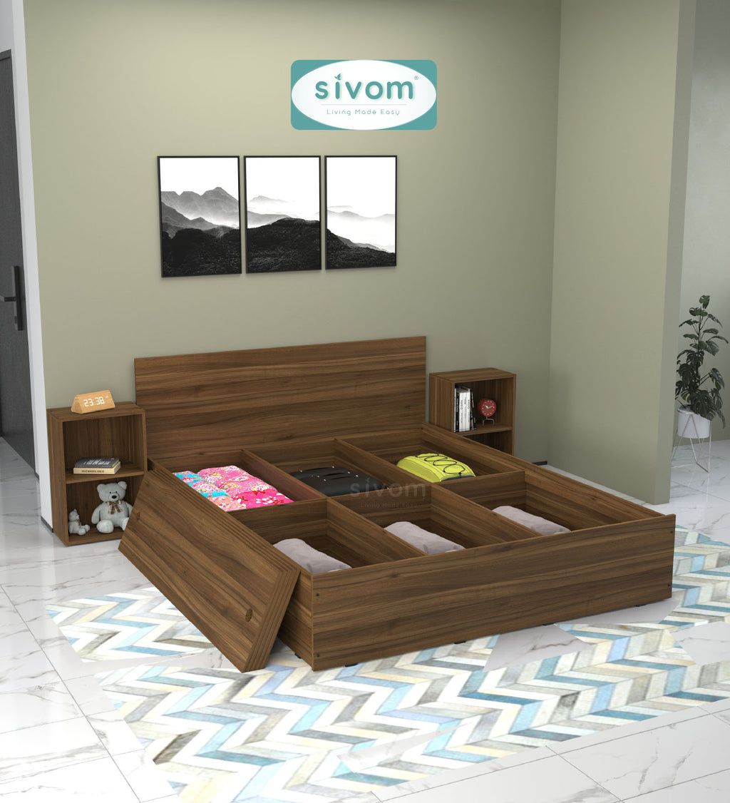 Sivom furniture SIVOM Estora Bed with Storage Engineered Wood Queen Bed Engineered Wood Queen Bed (Delivery Condition - Knock Down)