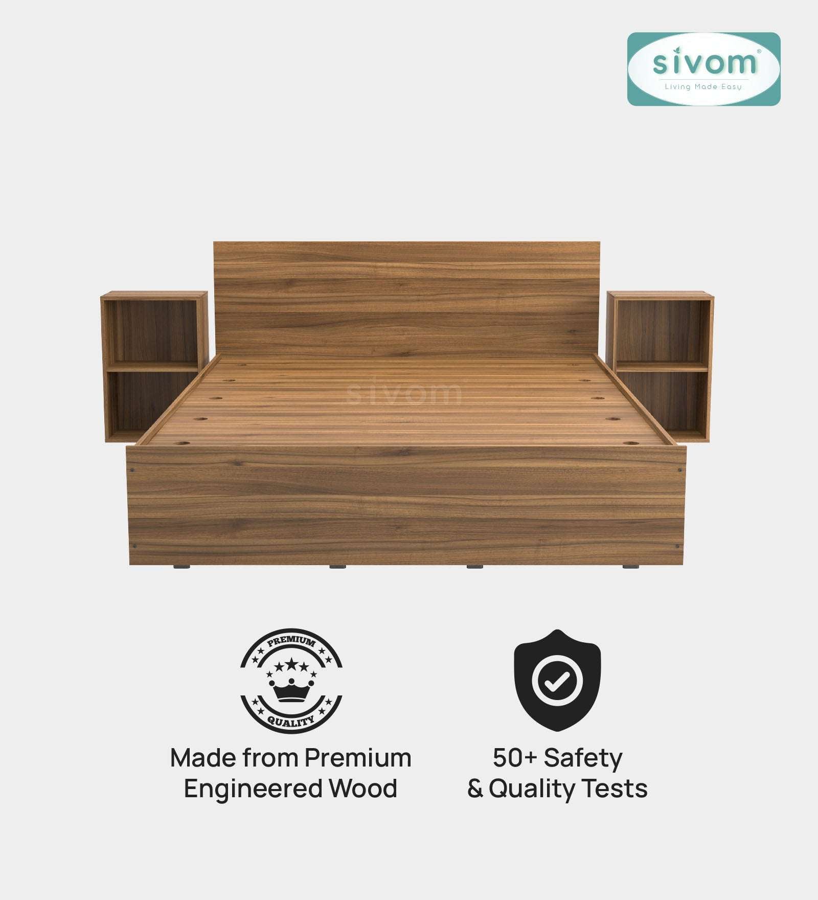 Sivom furniture SIVOM Estora Bed with Storage Engineered Wood Queen Bed Engineered Wood Queen Bed (Delivery Condition - Knock Down)