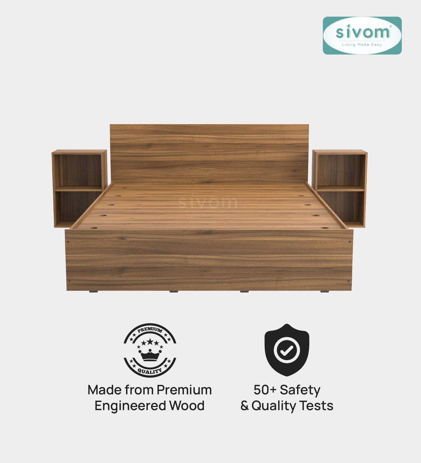 Sivom furniture SIVOM Estora Bed with Storage Engineered Wood Queen Bed Engineered Wood Queen Bed (Delivery Condition - Knock Down)
