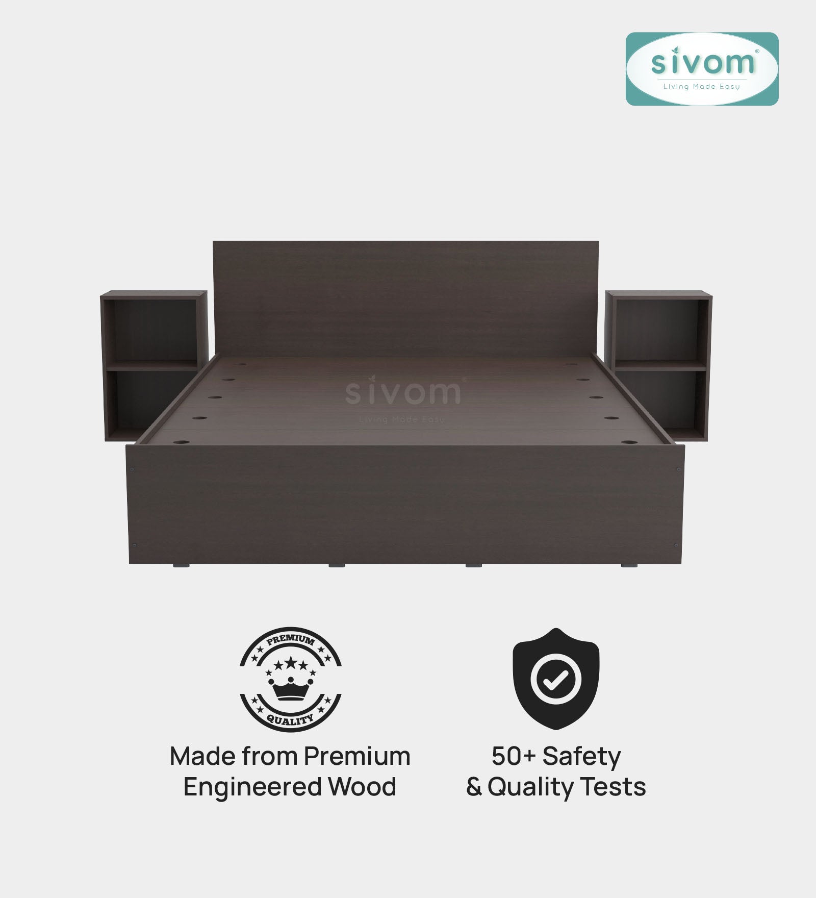 Sivom furniture SIVOM Estora Bed with Storage Engineered Wood Queen Bed Engineered Wood Queen Bed (Delivery Condition - Knock Down)