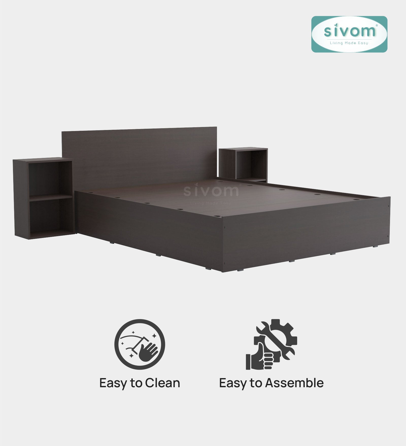 Sivom furniture SIVOM Estora Bed with Storage Engineered Wood Queen Bed Engineered Wood Queen Bed (Delivery Condition - Knock Down)