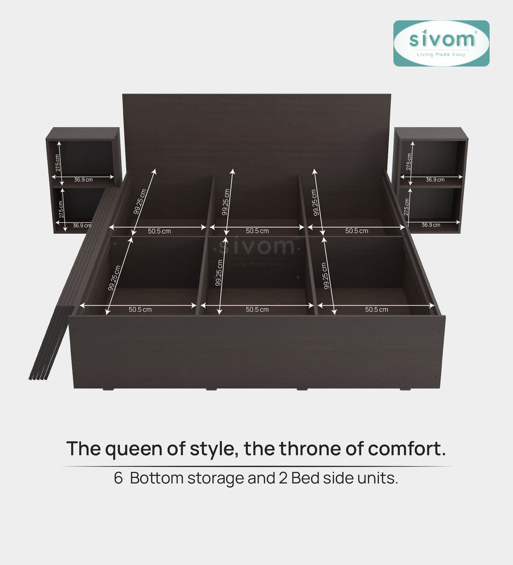 Sivom furniture SIVOM Estora Bed with Storage Engineered Wood Queen Bed Engineered Wood Queen Bed (Delivery Condition - Knock Down)