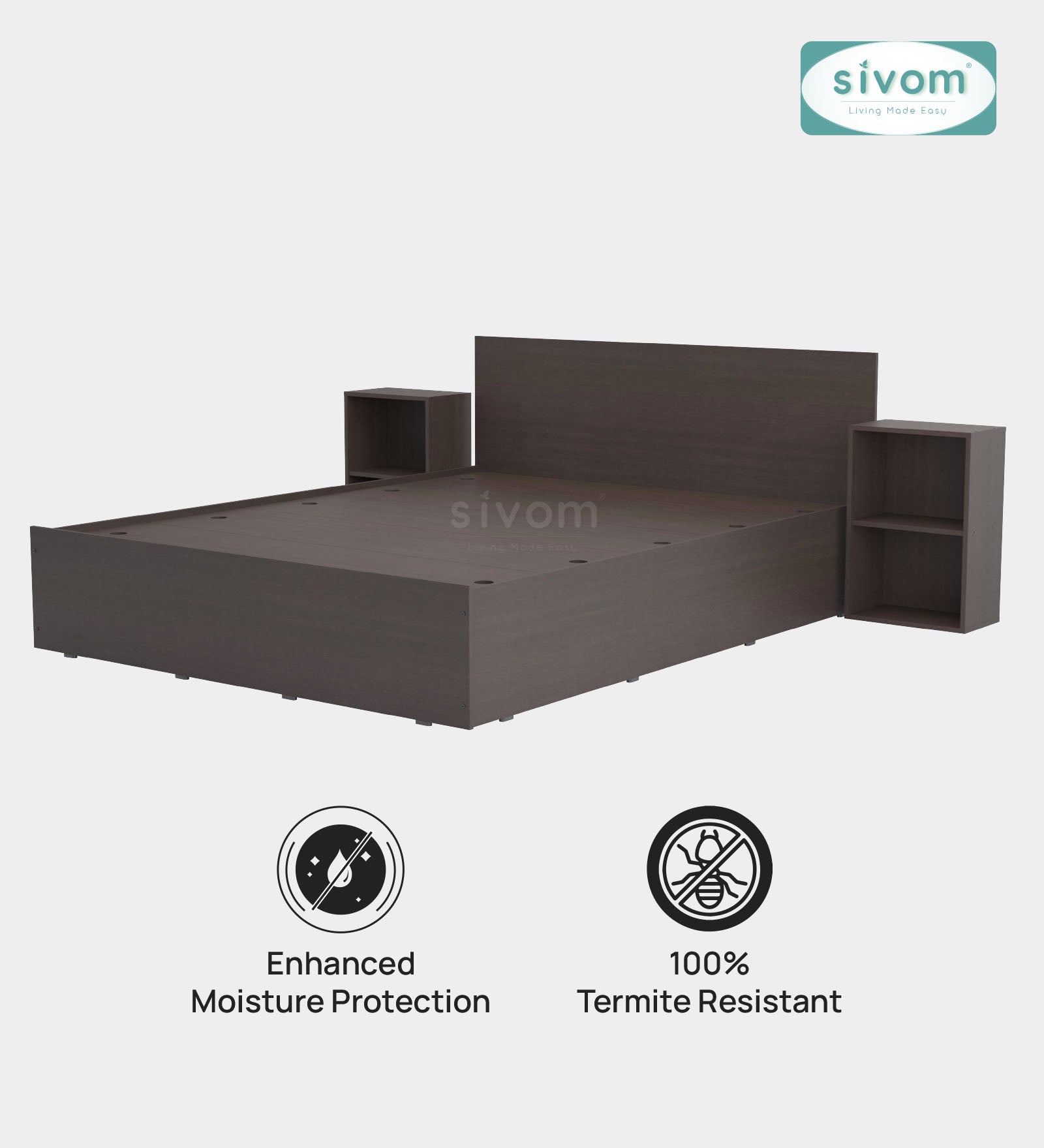 Sivom furniture SIVOM Estora Bed with Storage Engineered Wood Queen Bed Engineered Wood Queen Bed (Delivery Condition - Knock Down)
