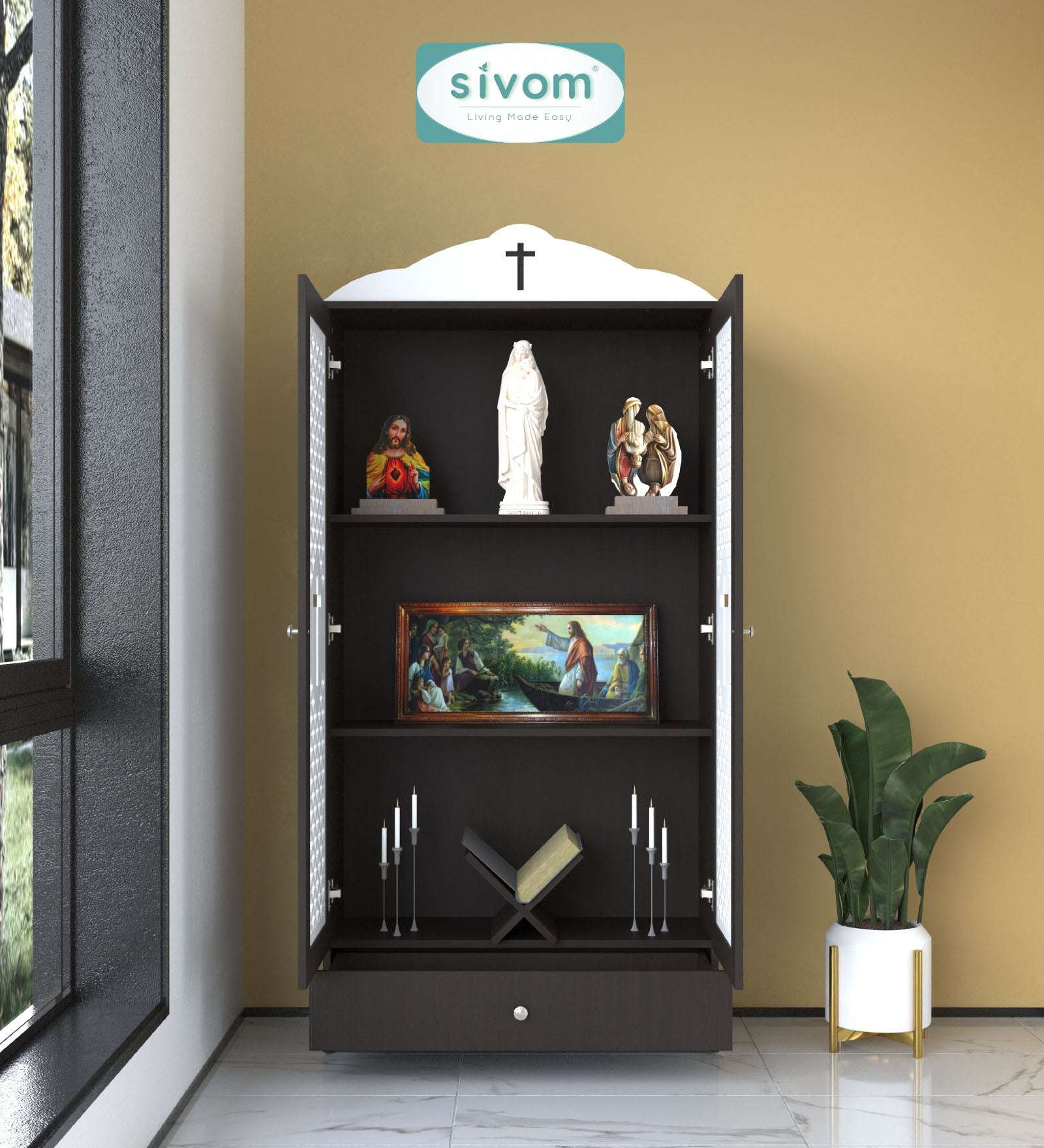 Sivom furniture SIVOM Eternal Prayer Unit Engineered Wood (Height: 167, Knock Down) for Modern Homes | Elegant Design & Premium Finish