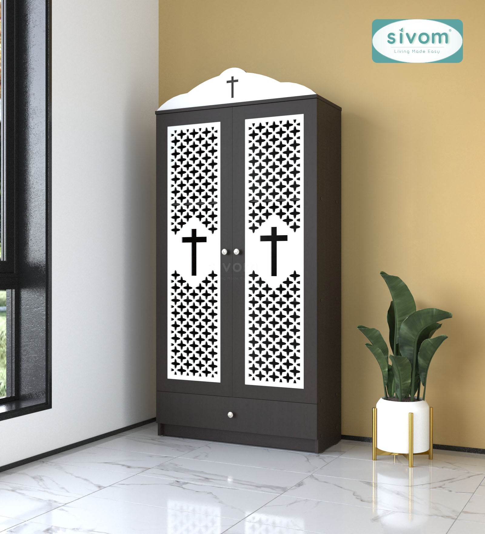 Sivom furniture SIVOM Eternal Prayer Unit Engineered Wood (Height: 167, Knock Down) for Modern Homes | Elegant Design & Premium Finish