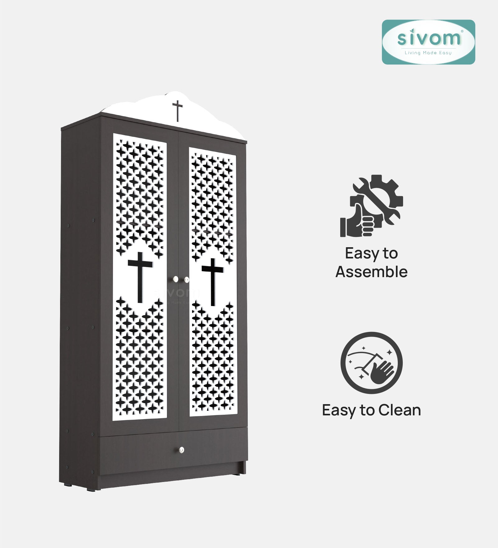 Sivom furniture SIVOM Eternal Prayer Unit Engineered Wood (Height: 167, Knock Down) for Modern Homes | Elegant Design & Premium Finish