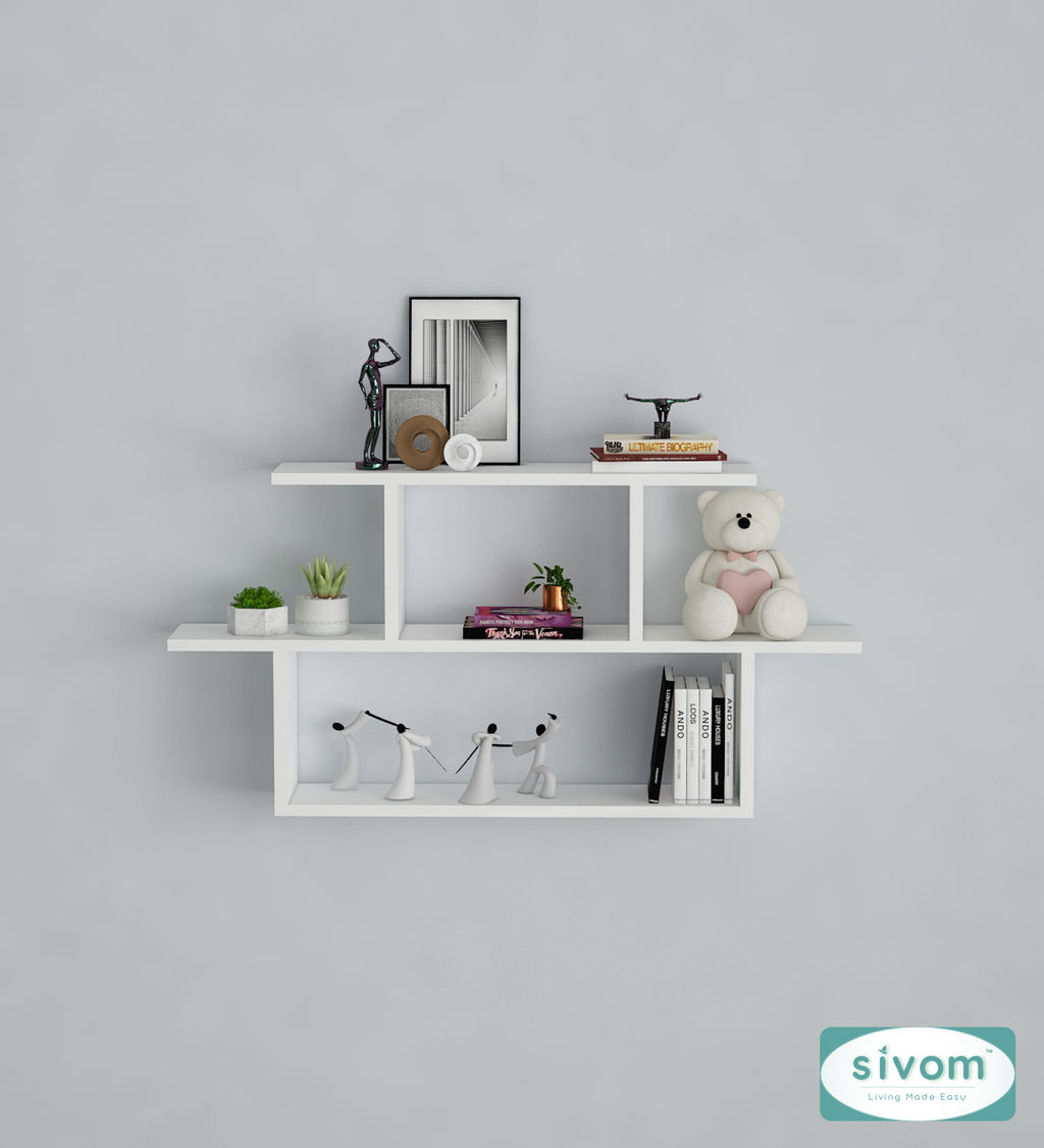 Sivom SIVOM ETHAN Multipurpose Modular Wall Racks/Shelves/Organiser/Décor Particle Board Wall Shelf (Number of Shelves - 5, ) for Modern Homes | Elegant Design & Premium Finish