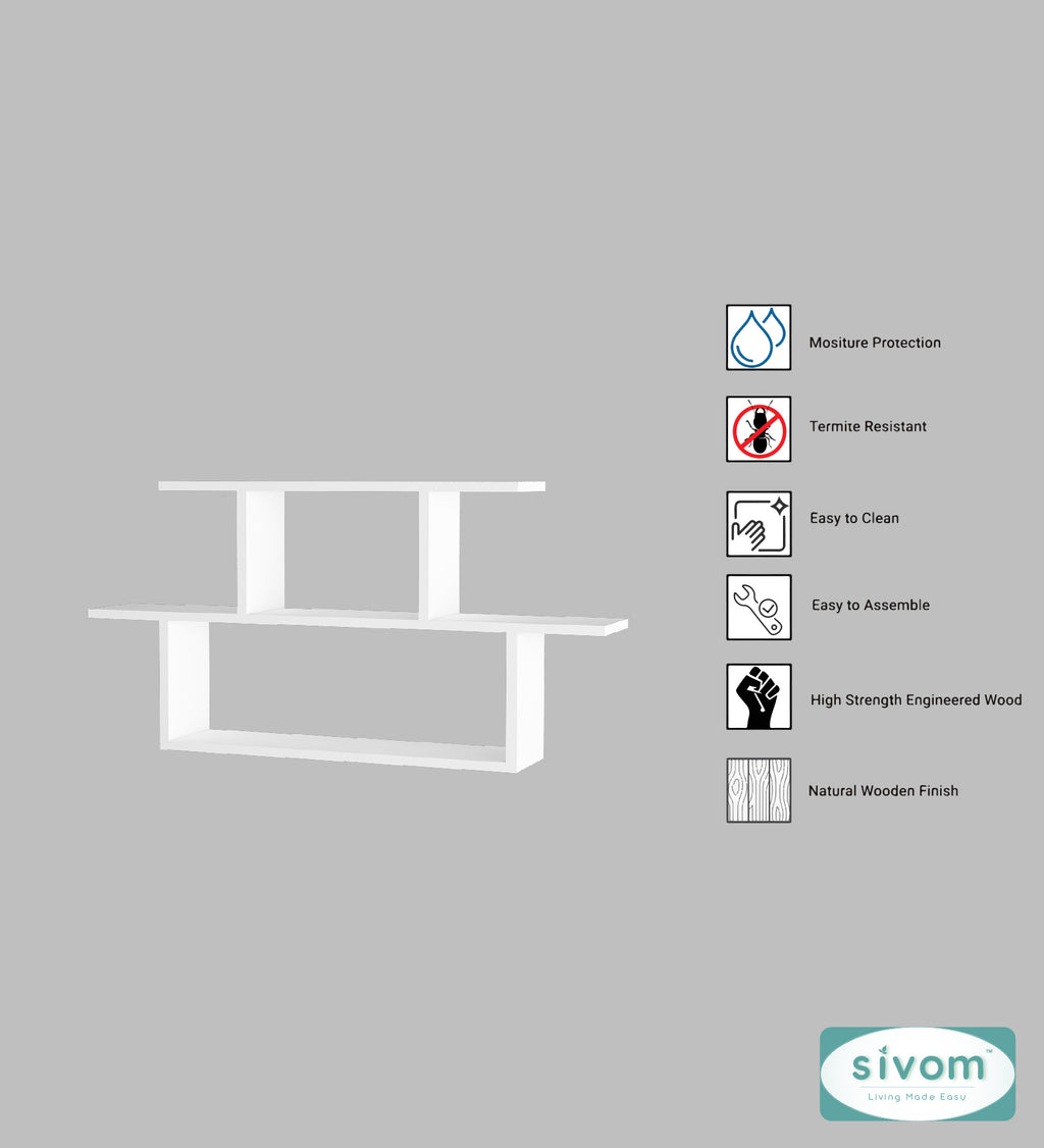 Sivom SIVOM ETHAN Multipurpose Modular Wall Racks/Shelves/Organiser/Décor Particle Board Wall Shelf (Number of Shelves - 5, ) for Modern Homes | Elegant Design & Premium Finish