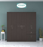 Sivom furniture SIVOM ROX Multipurpose 6 Door Closet Engineered Wood 6 Door Wardrobe for Modern Homes | Elegant Design & Premium Finish