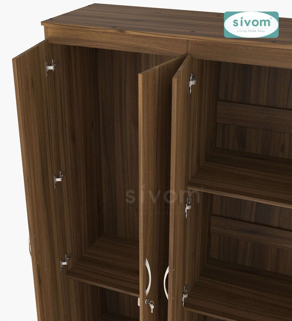 Sivom furniture SIVOM ROX Multipurpose 6 Door Closet Engineered Wood 6 Door Wardrobe for Modern Homes | Elegant Design & Premium Finish