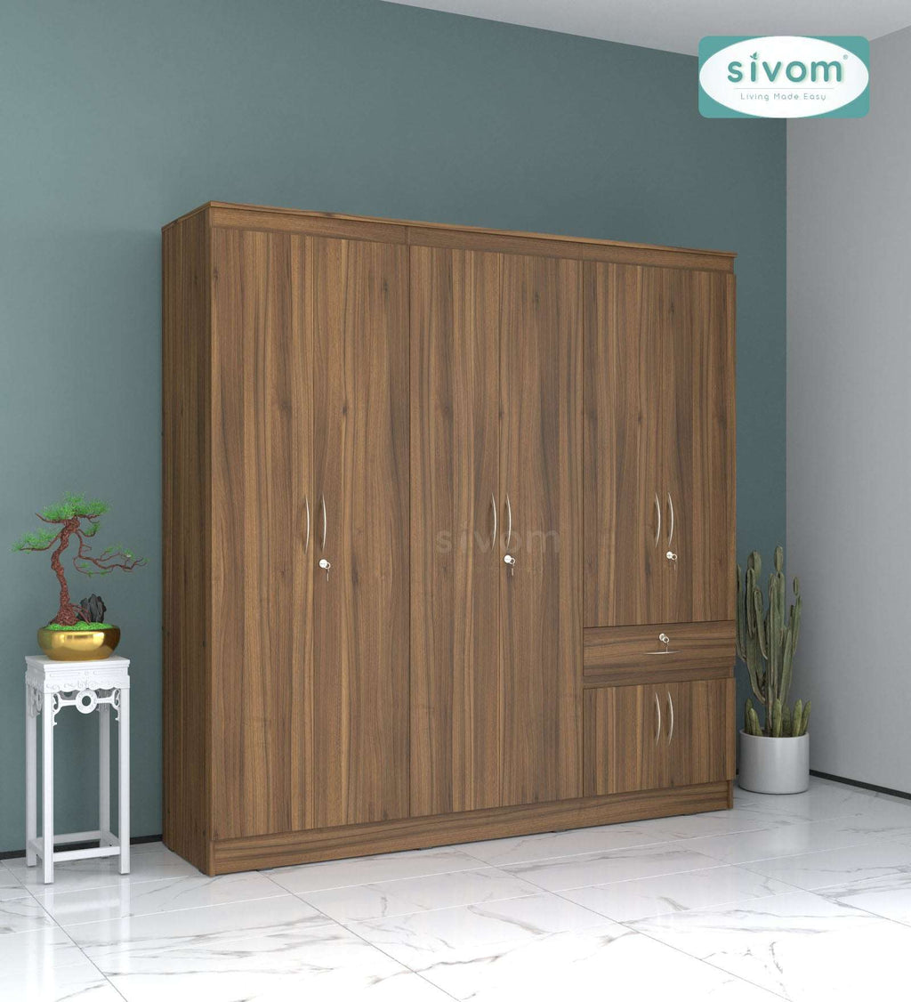Sivom furniture SIVOM ROX Multipurpose 6 Door Closet Engineered Wood 6 Door Wardrobe for Modern Homes | Elegant Design & Premium Finish