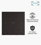 Sivom furniture SIVOM ROX Multipurpose 6 Door Closet Engineered Wood 6 Door Wardrobe for Modern Homes | Elegant Design & Premium Finish