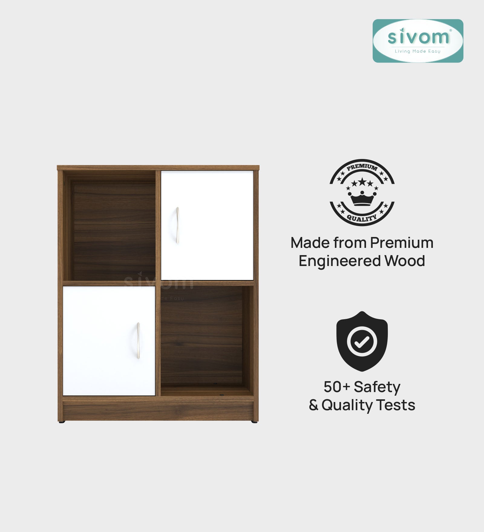 Sivom SIVOM Euro Multipurpose Storage Unit/ Engineered Wood Free Standing Cabinet for Modern Homes | Elegant Design & Premium Finish