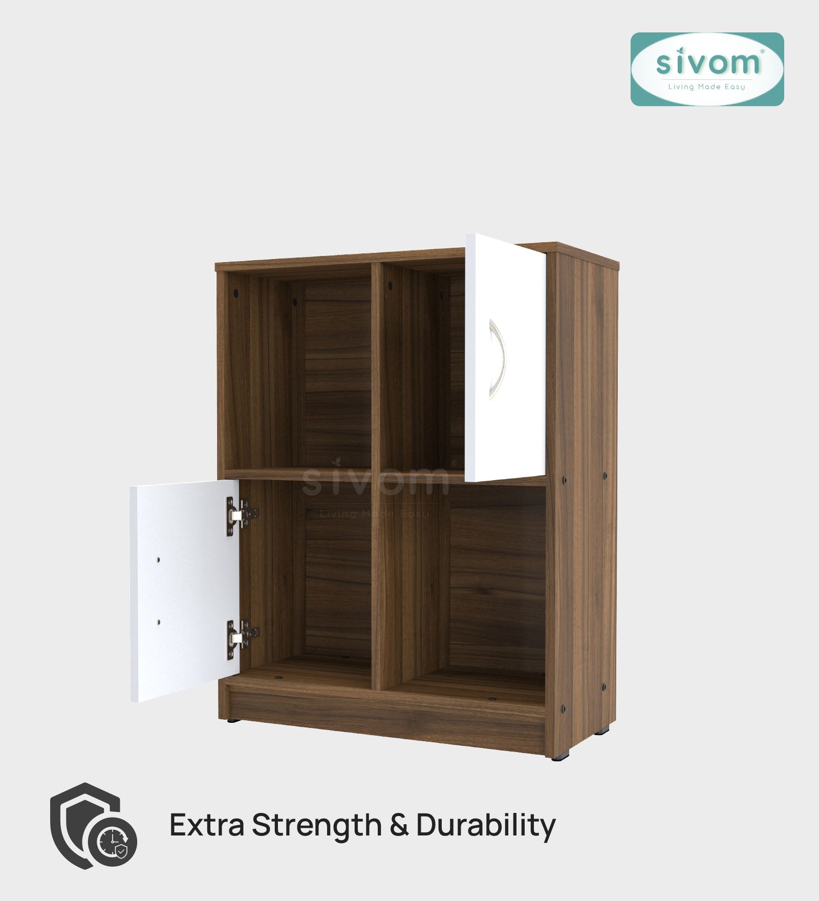 Sivom SIVOM Euro Multipurpose Storage Unit/ Engineered Wood Free Standing Cabinet for Modern Homes | Elegant Design & Premium Finish