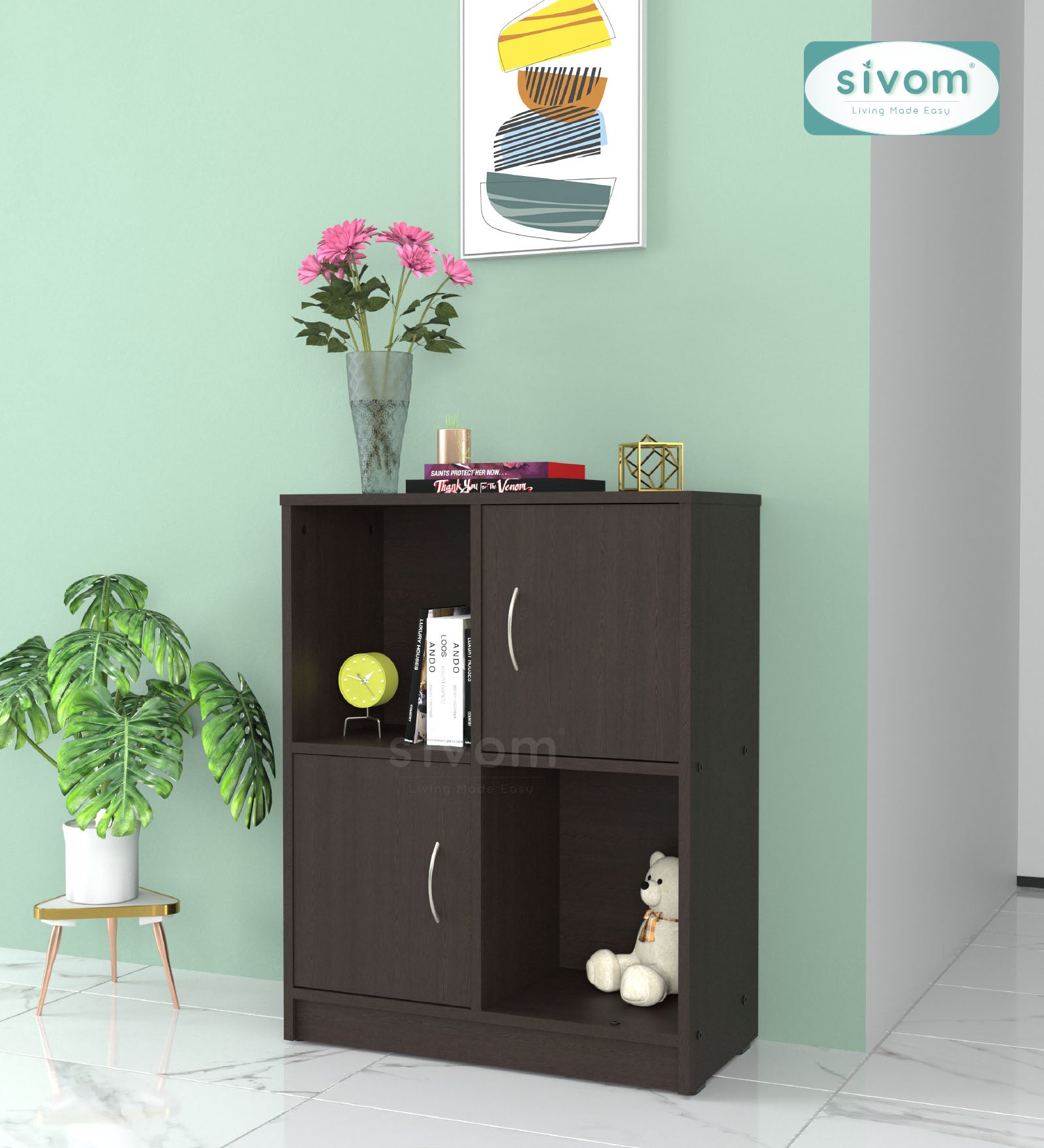 Sivom SIVOM Euro Multipurpose Storage Unit/ Engineered Wood Free Standing Cabinet for Modern Homes | Elegant Design & Premium Finish