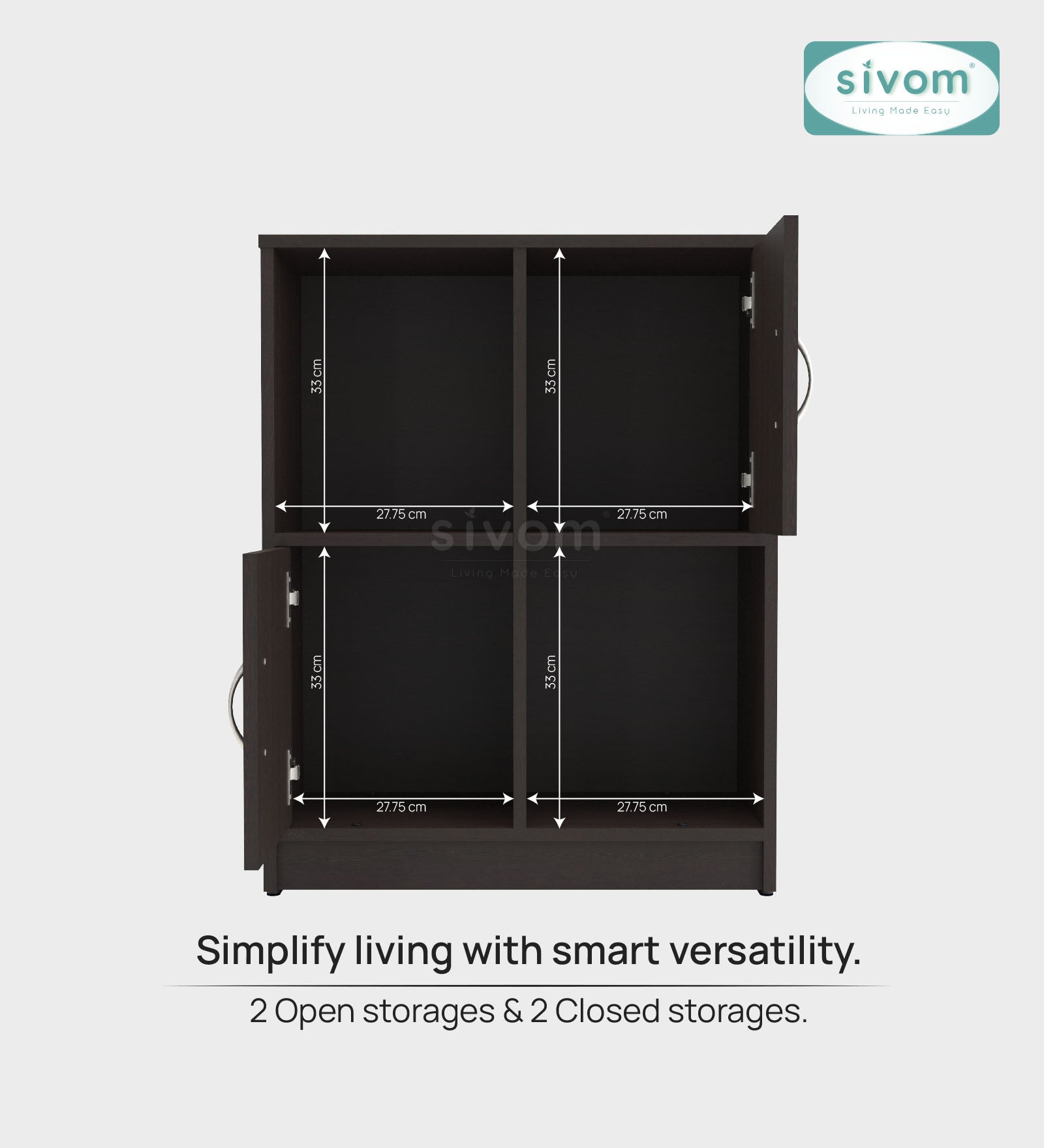 Sivom SIVOM Euro Multipurpose Storage Unit/ Engineered Wood Free Standing Cabinet for Modern Homes | Elegant Design & Premium Finish
