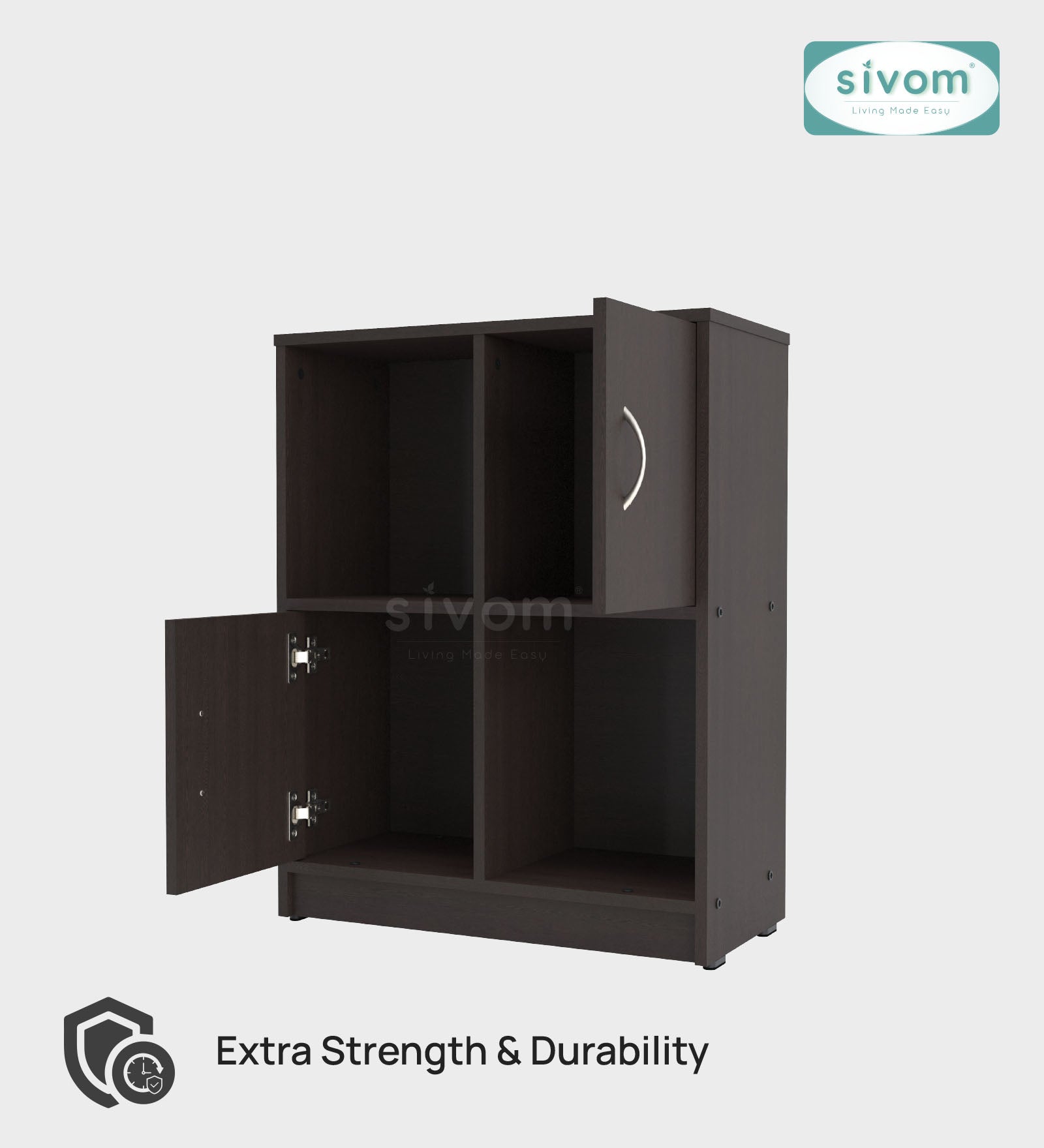 Sivom SIVOM Euro Multipurpose Storage Unit/ Engineered Wood Free Standing Cabinet for Modern Homes | Elegant Design & Premium Finish