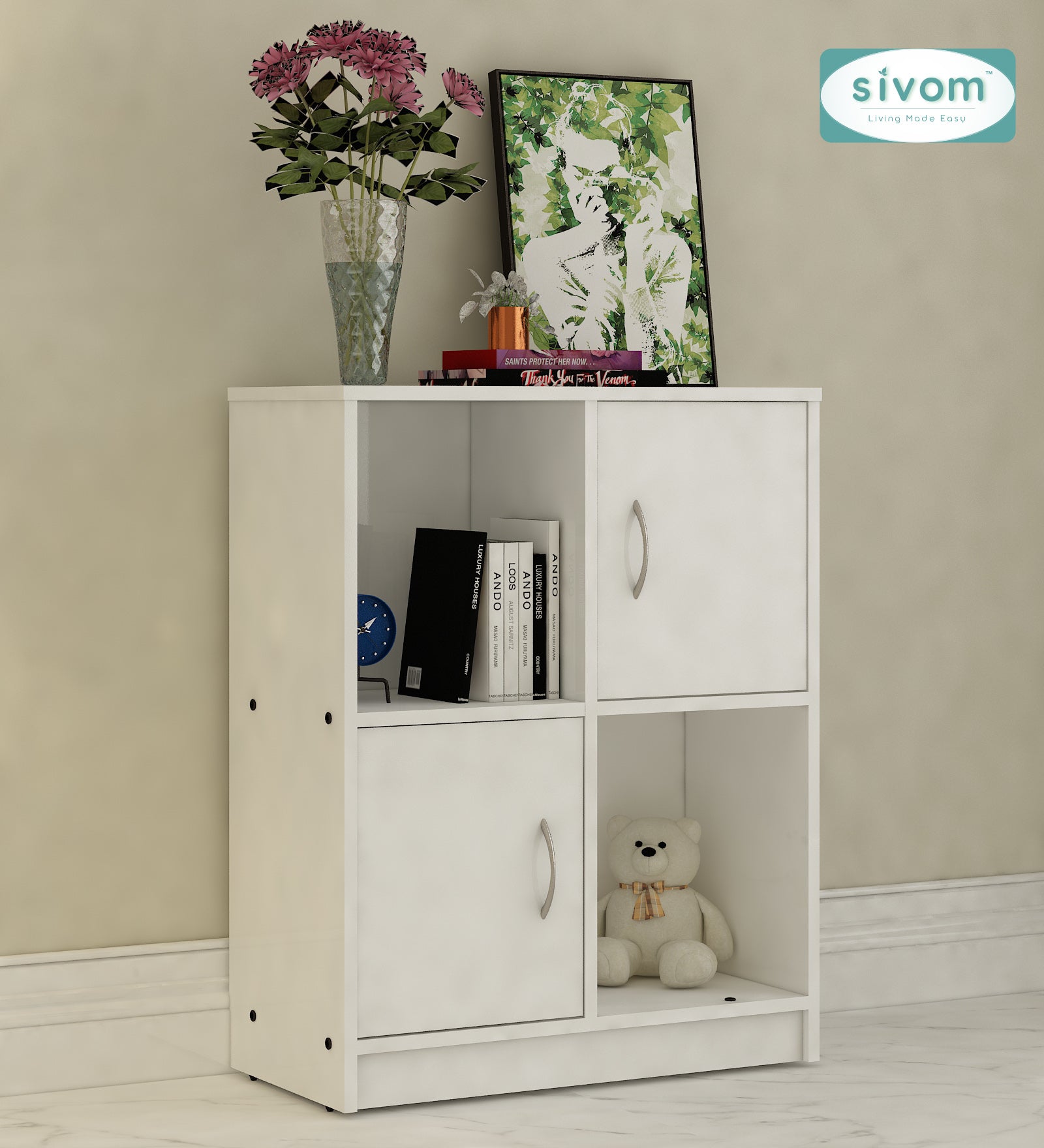 Sivom SIVOM Euro Multipurpose Storage Unit/ Engineered Wood Free Standing Cabinet for Modern Homes | Elegant Design & Premium Finish