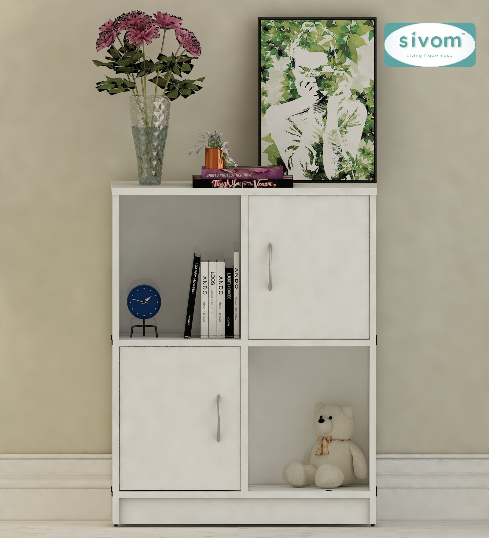 Sivom SIVOM Euro Multipurpose Storage Unit/ Engineered Wood Free Standing Cabinet for Modern Homes | Elegant Design & Premium Finish