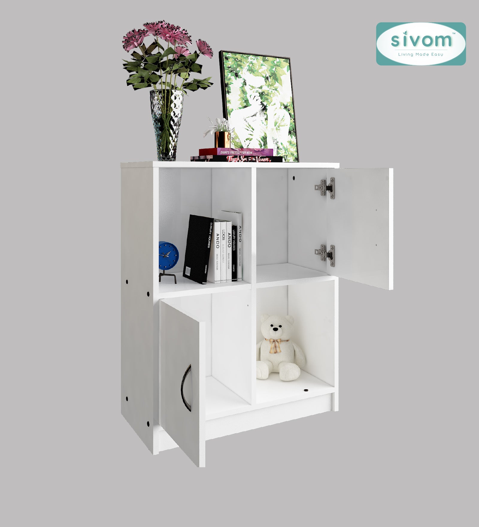 Sivom SIVOM Euro Multipurpose Storage Unit/ Engineered Wood Free Standing Cabinet for Modern Homes | Elegant Design & Premium Finish